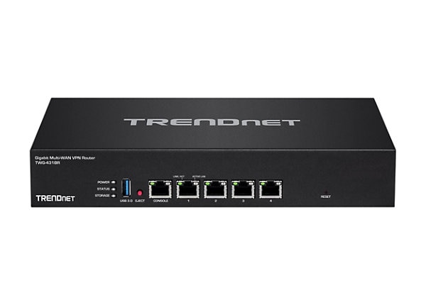 TRENDnet Gigabit Multi-WAN VPN Business Router; TWG-431BR; 5 x Gigabit ports; 1 x Console Port; QoS; Inter-VLAN Routing;