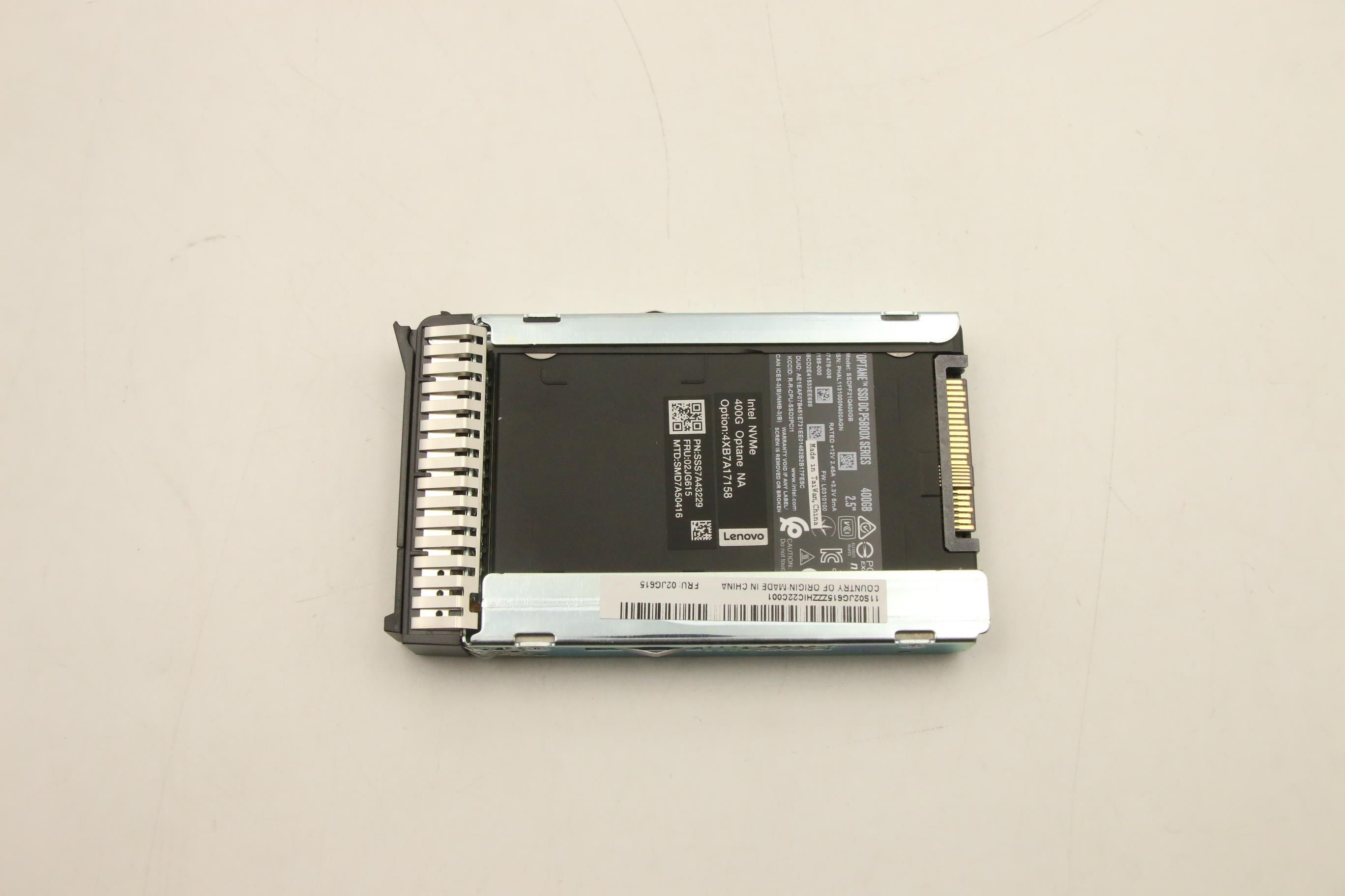 SSD накопитель Lenovo ThinkSystem 2.5” U.2 P5800X 400GB Write Intensive NVMe PCIe 4.0 x4 HS SSD (02JG615)