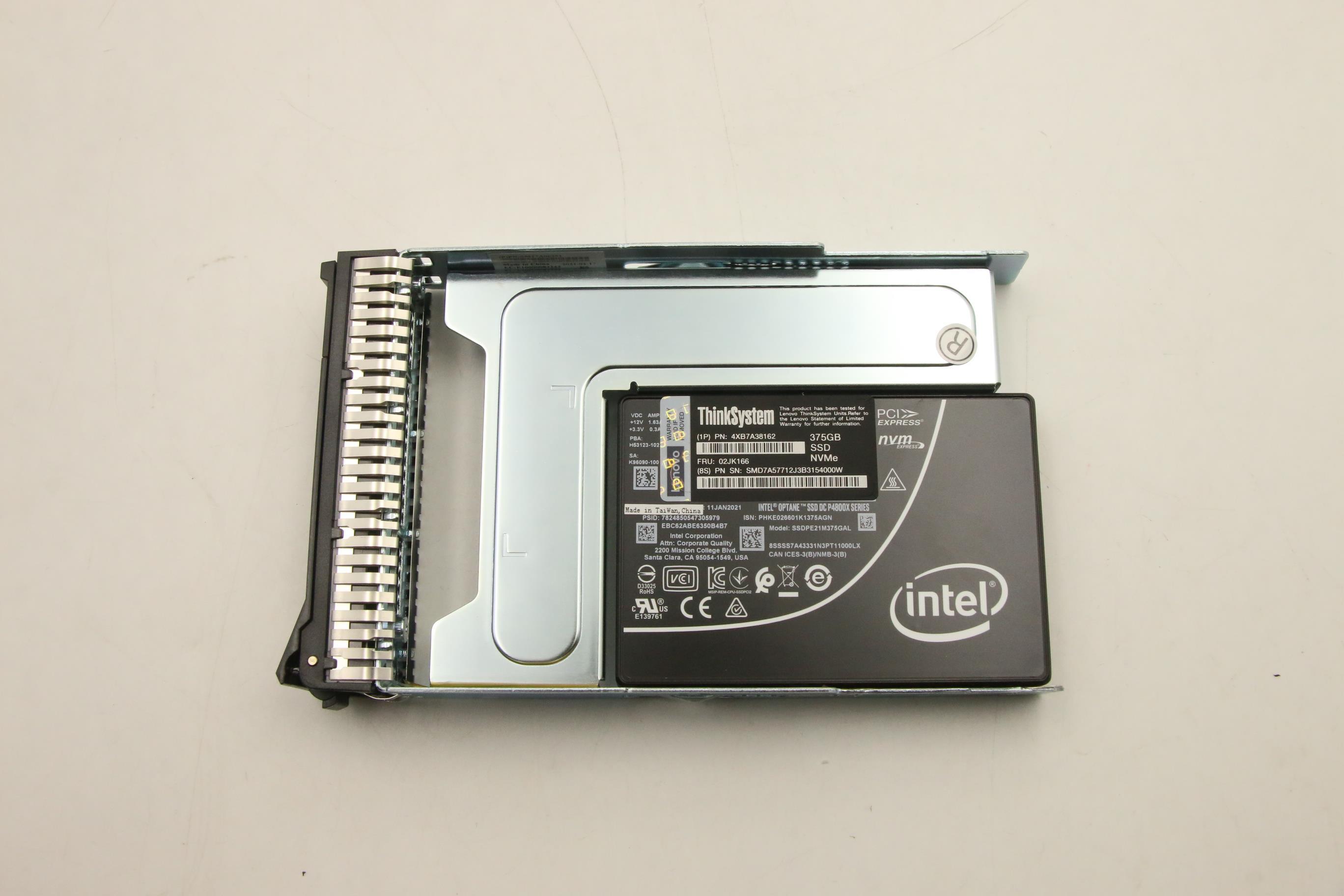 SSD накопитель Lenovo ThinkSystem 3.5" U.2 P4800X 375GB Write Intensive NVMe PCIe 3.0 x4 HS SSD 60DWPD (02JK166)