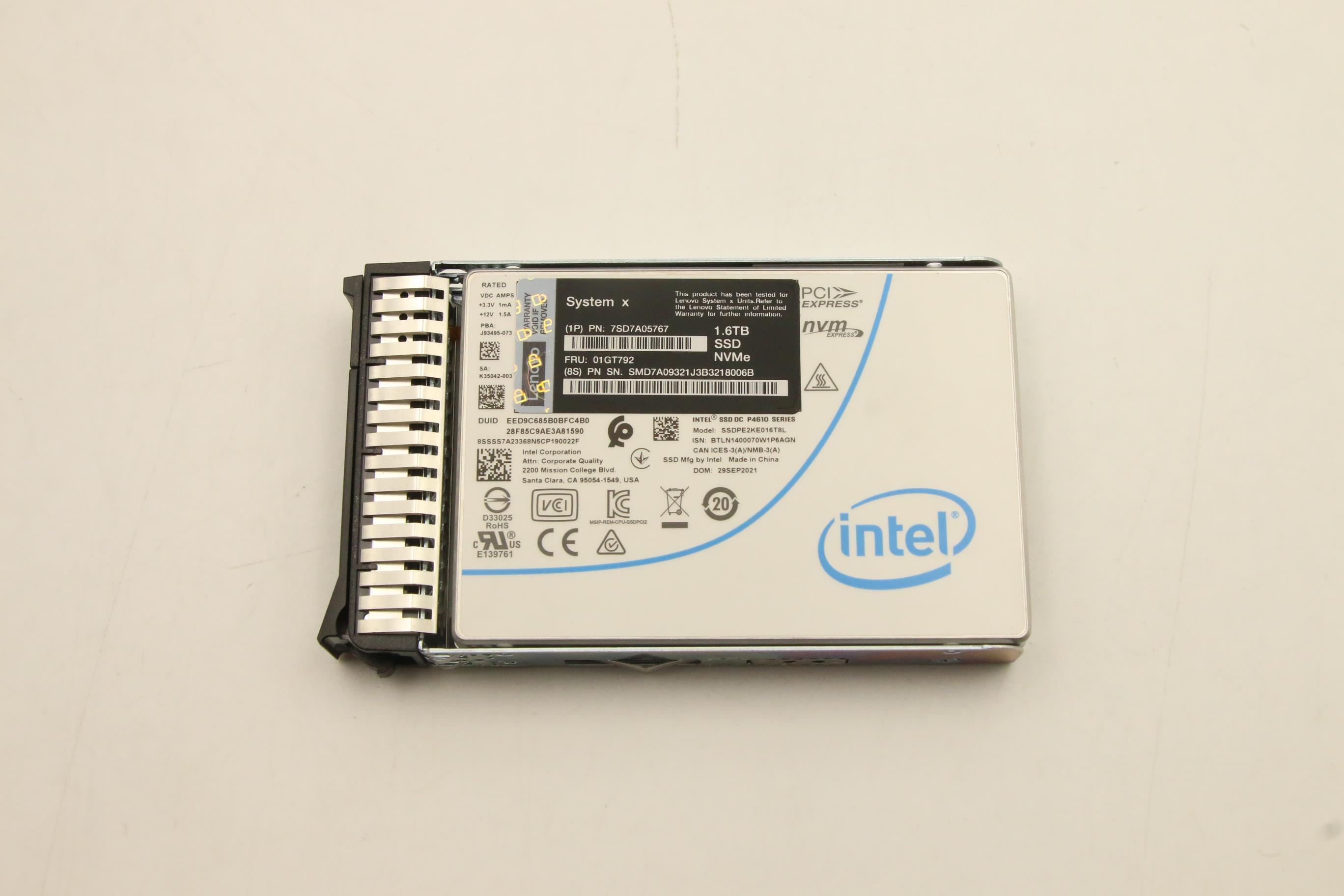 SSD накопитель SSD Assembly,Intel, P4600 ,1.6TB NVMe 2.5" G3,HS, Enterprise Entry PCIe SSD FRU (01GT792)