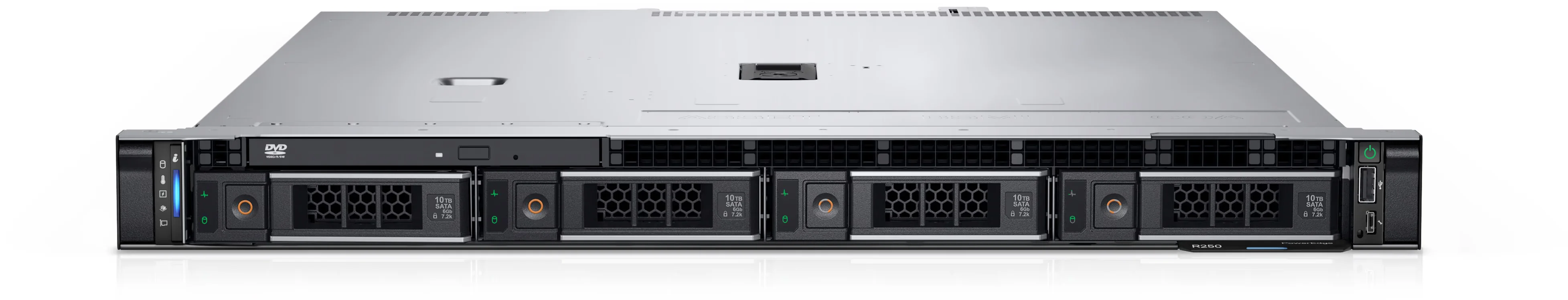 Dell PowerEdge R250 4B no (CPU, Mem, HDD cabled ( up to 4 HDDs)) H345 LP, iDRAC9 Basic 15G, 450W, TPM 2.0 V3, Bezel, 1U/2U Static Rails for 2-Post and 4-Post Racks
