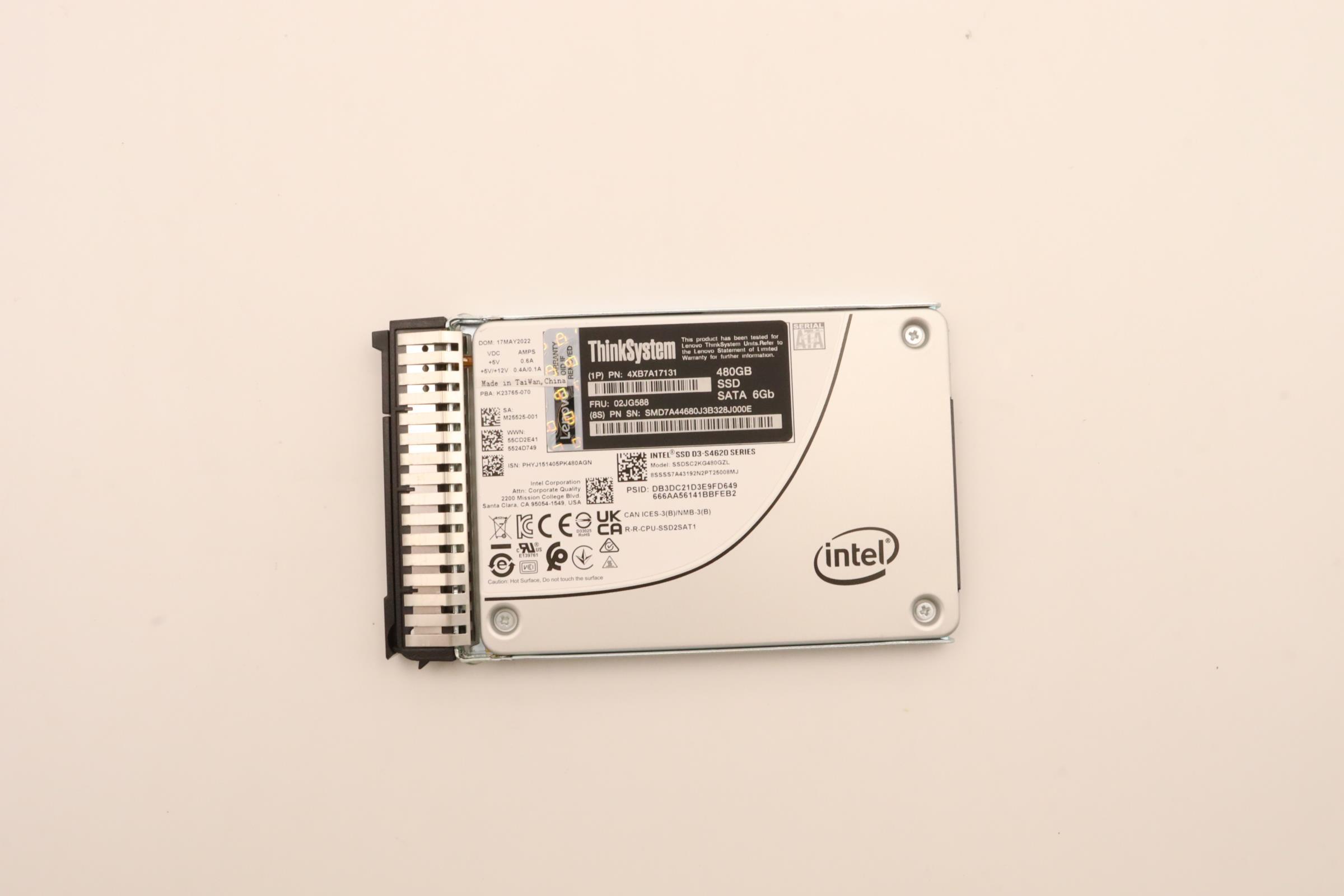 SSD накопитель Lenovo ThinkSystem 7mm S4620 480GB Mixed Use SATA 6Gb HS SSD (02JG588)