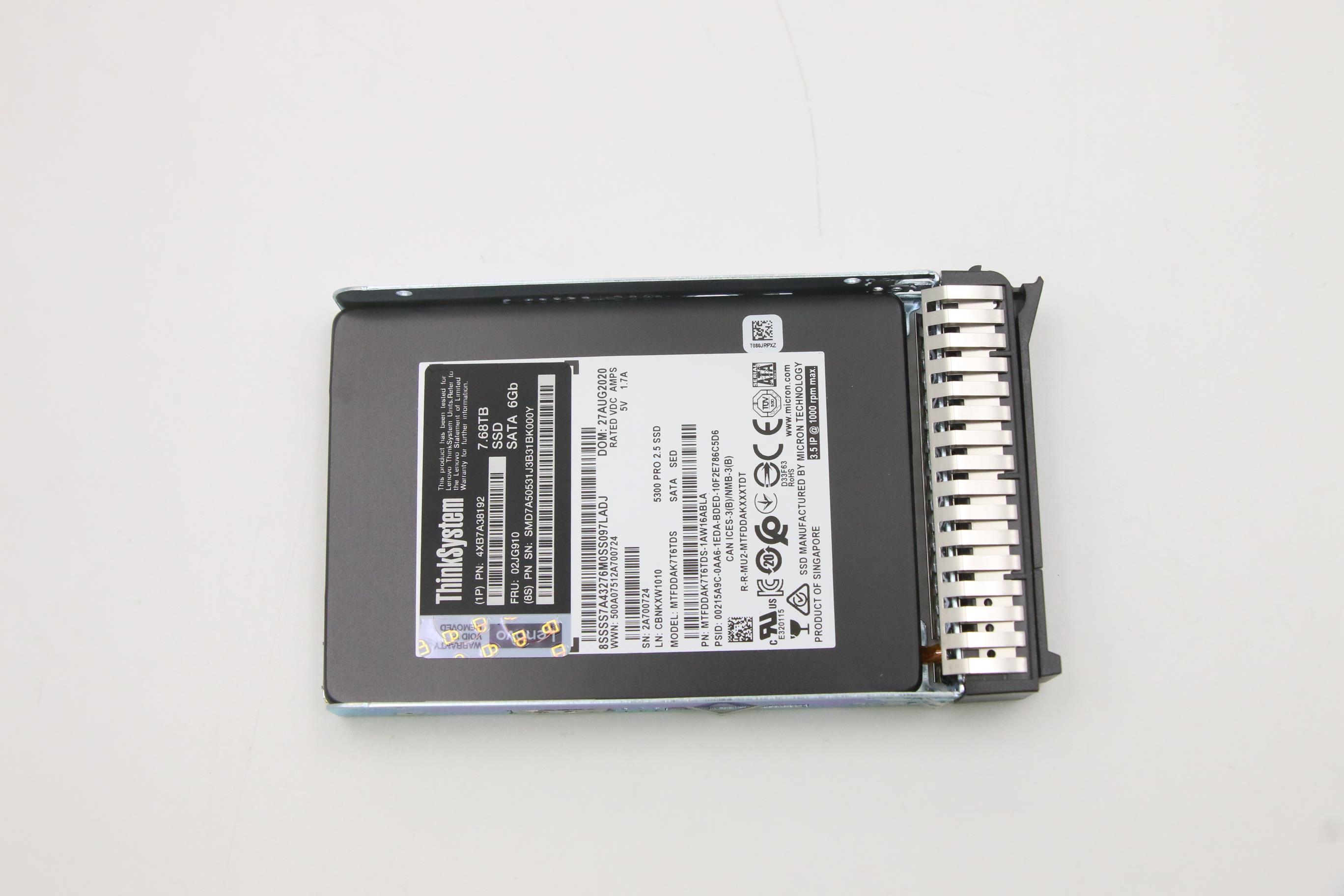 SSD накопитель Micron ThinkSystem 5300 7.68TB 2.5" Entry SATA SED SSD (02JG910)