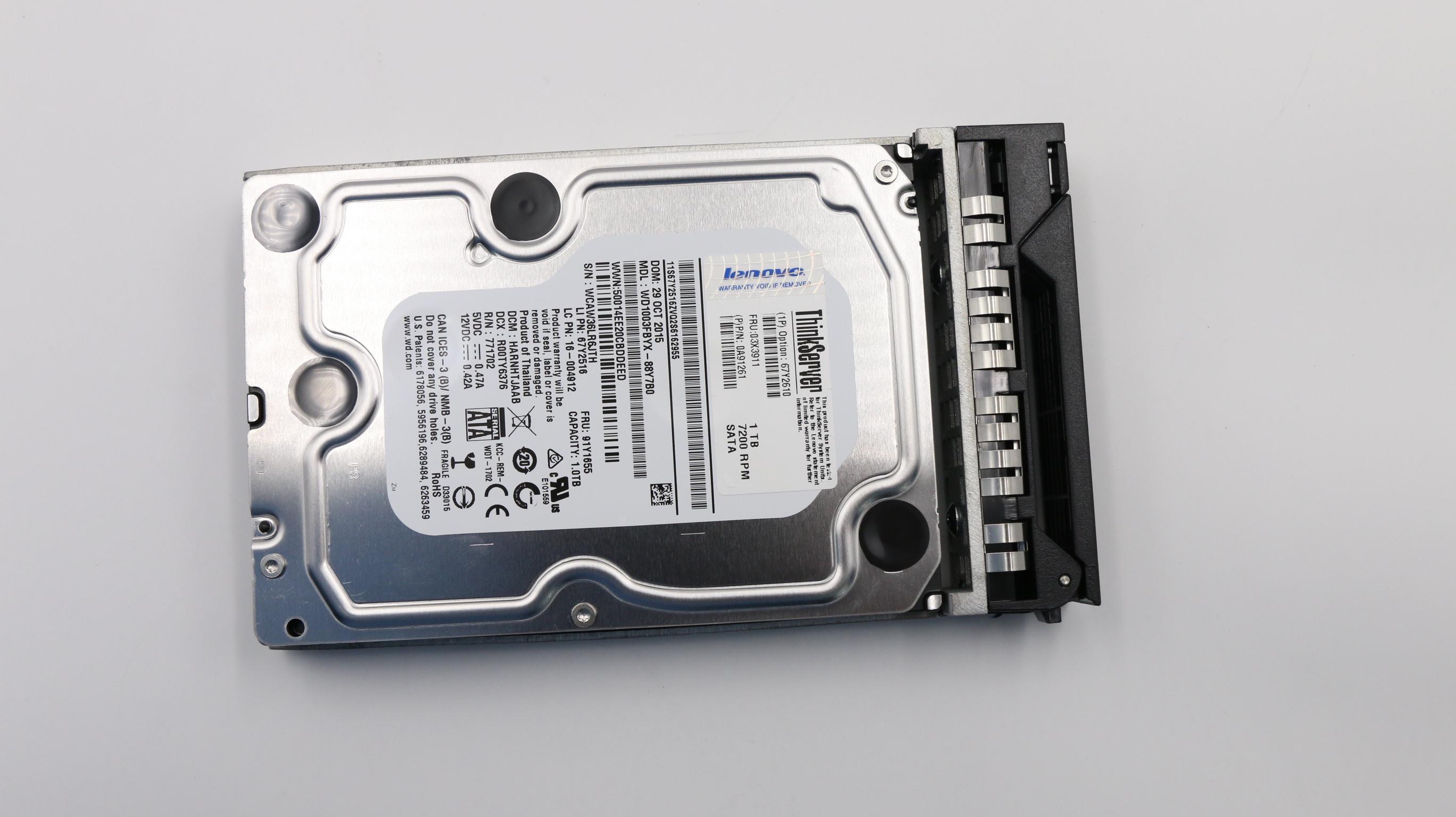 Жесткий диск Lenovo HS 1TB SATA-enterprise 7200 rpm,3Gb/s,3.5" (03X3911)
