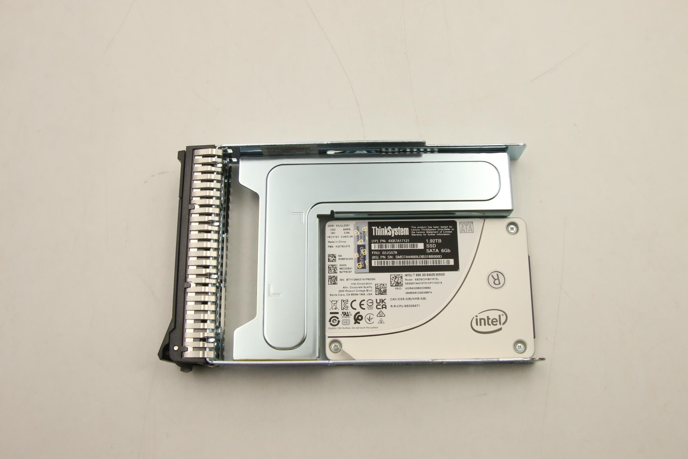 SSD накопитель Lenovo ThinkSystem 3.5" S4520 1.92TB Read Intensive SATA 6Gb HS SSD (02JG578)