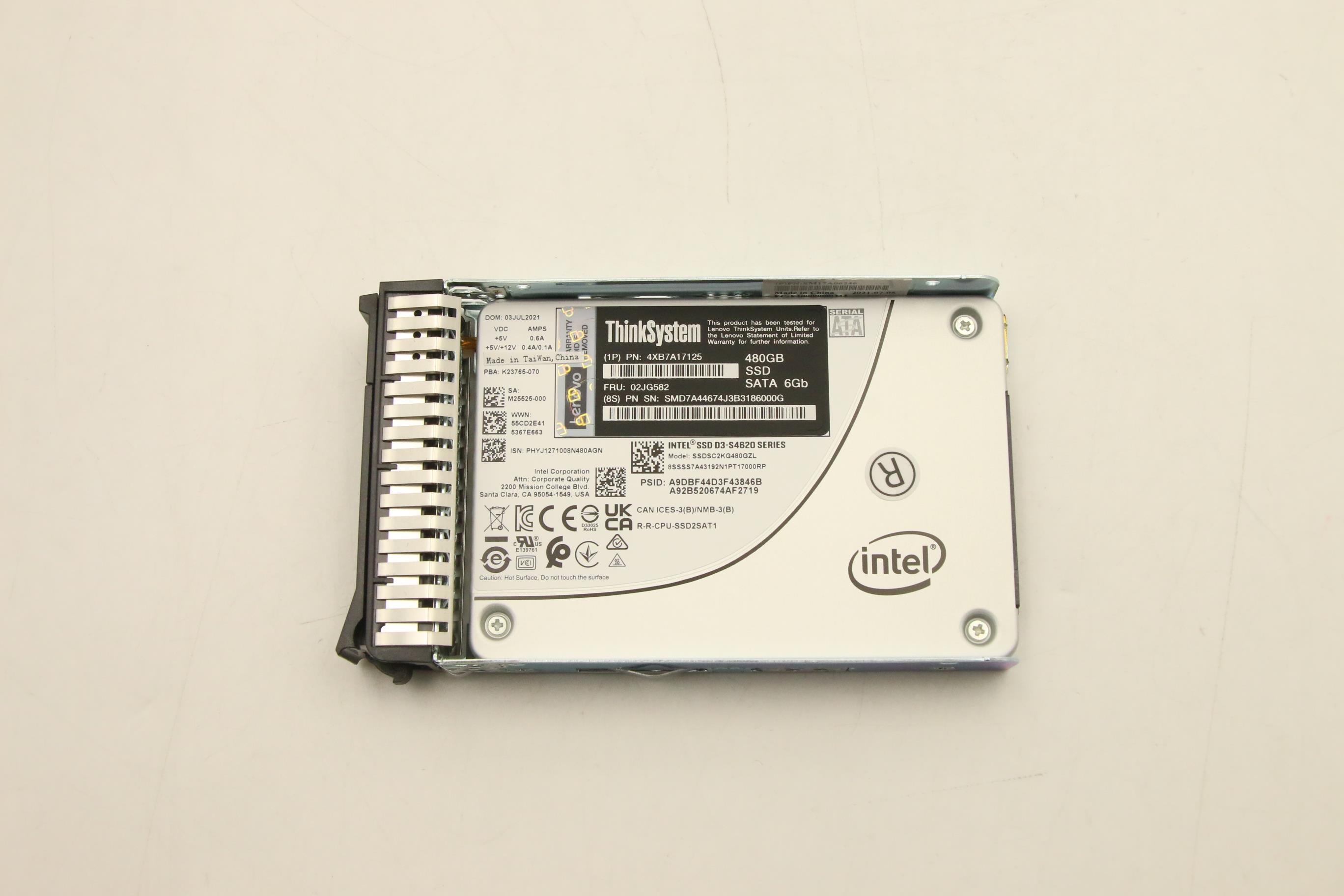 SSD накопитель Lenovo ThinkSystem 2.5" S4620 480GB Mixed Use SATA 6Gb HS SSD (02JG582)