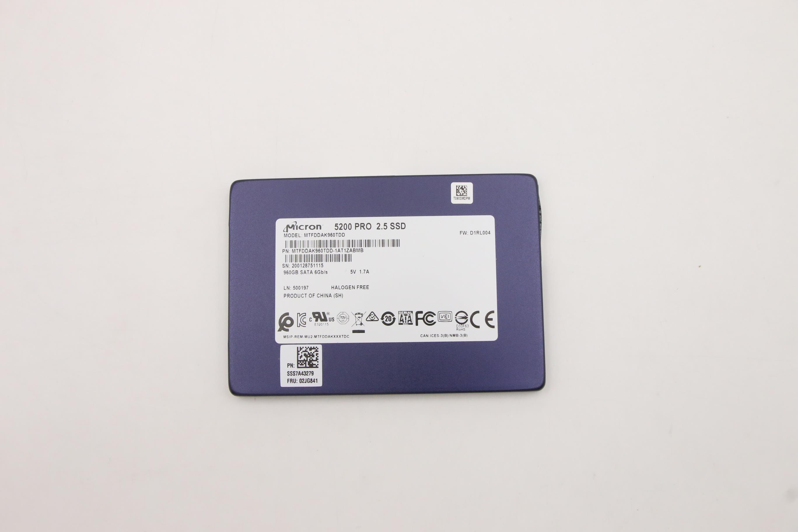 SSD накопитель Lenovo M 2.5 SATA 960G SSD -IPDC-M (02JG841)