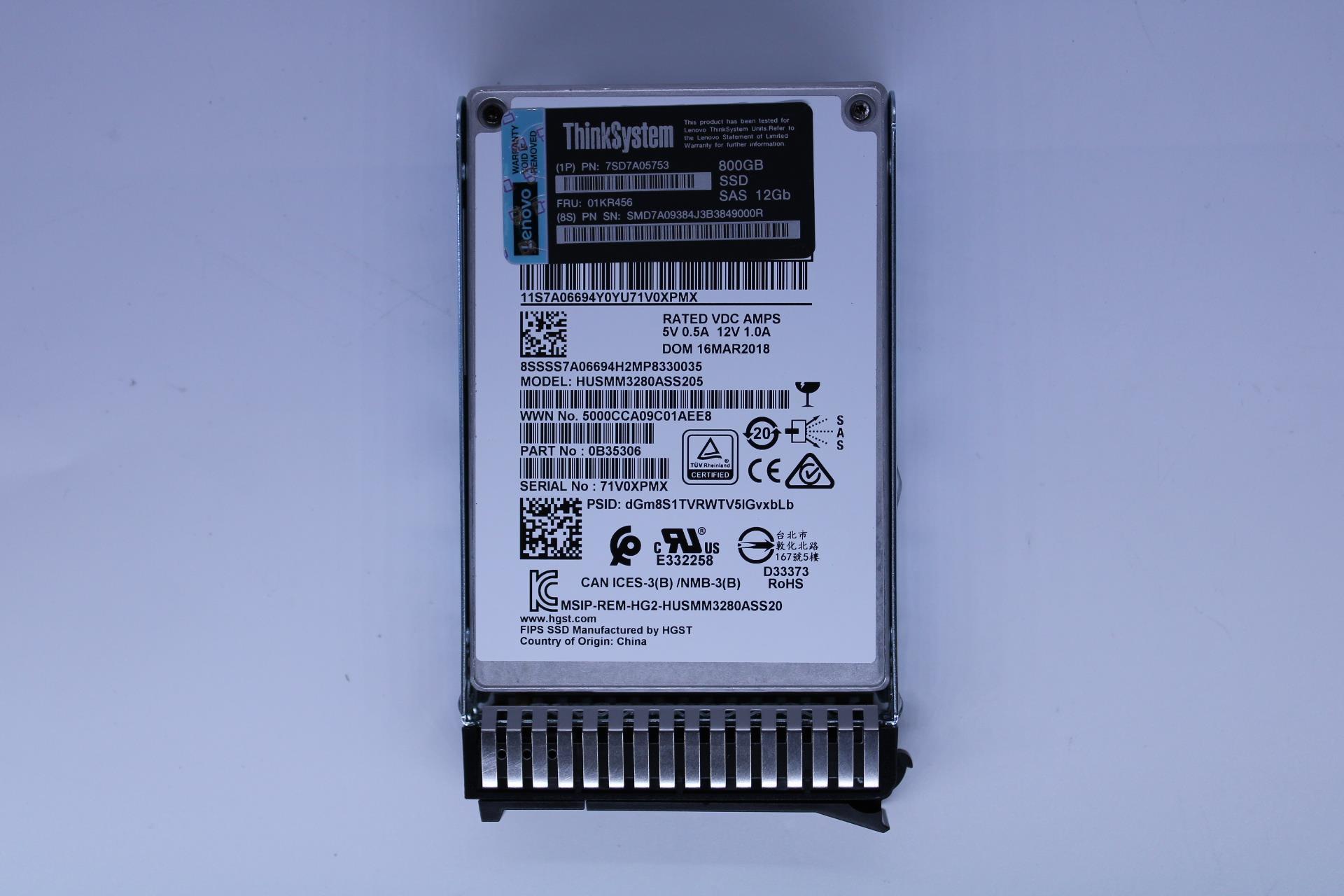 SSD накопитель Lenovo ThinkSystem 2.5" HUSMM32 800GB Performance SAS 12Gb Hot Swap SSD FIPS (01KR456)