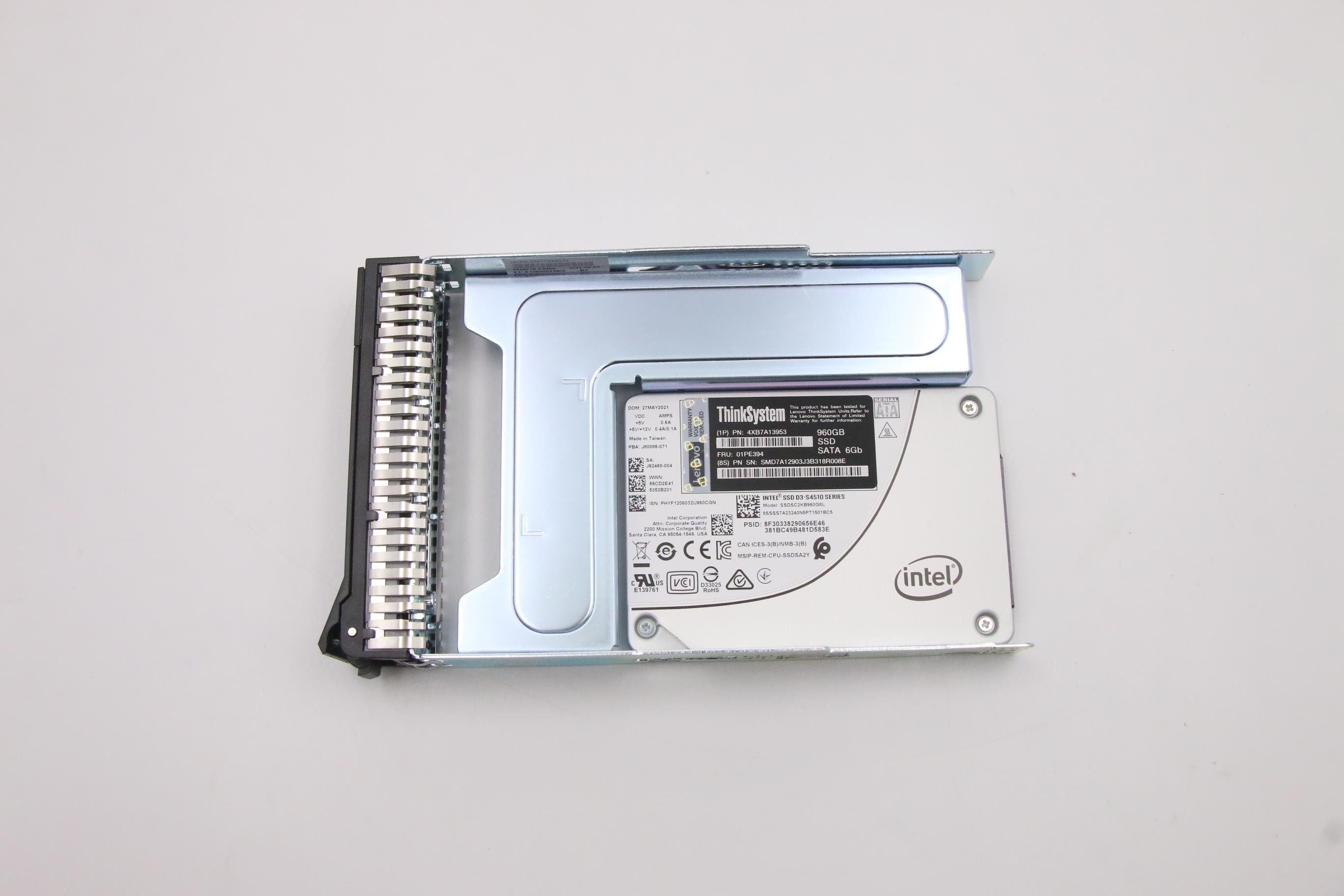 SSD накопитель ThinkSystem 3.5" Intel S4510 960GB Entry SATA 6Gb Simple Swap SSD (01PE394)