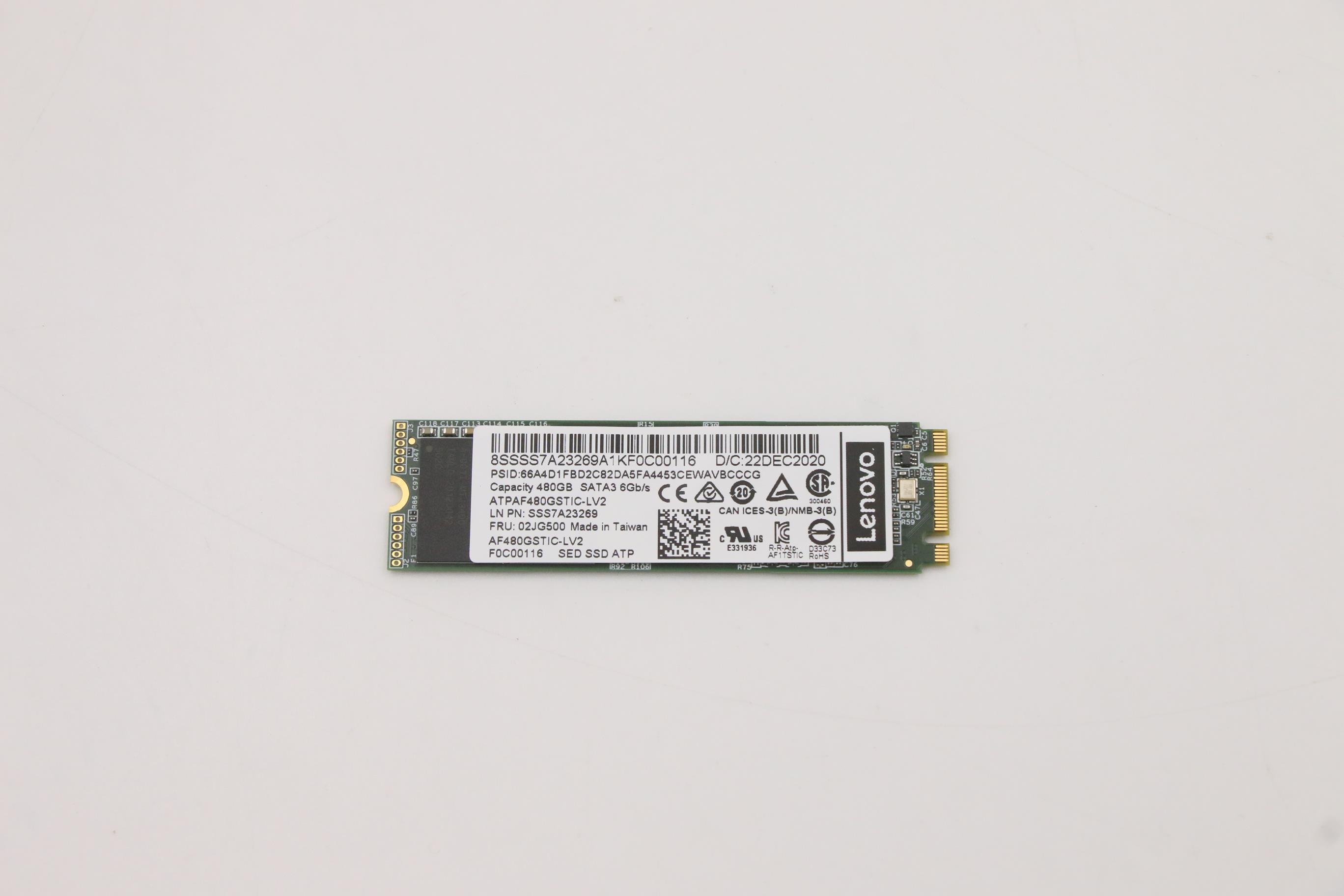 SSD накопитель Lenovo ATP A600i 480GB SATA SED M.2 SSD (02JG500)