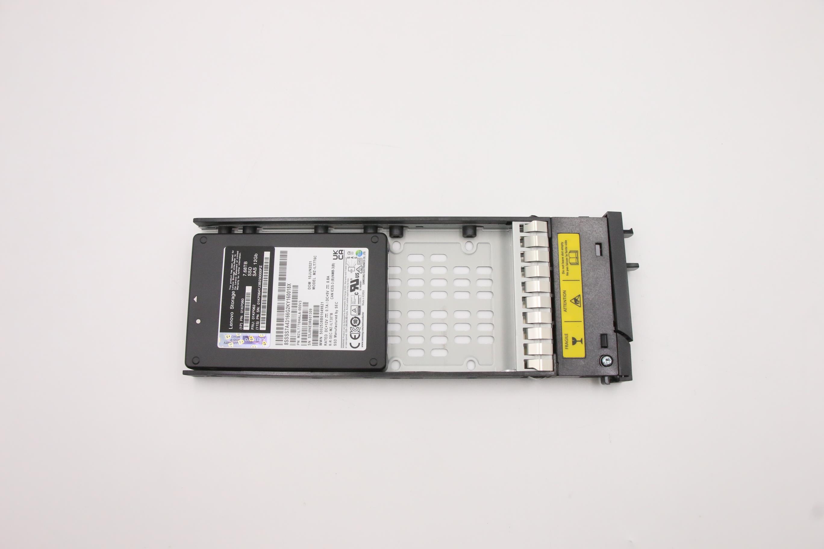 SSD накопитель Lenovo SSD Assembly, SAS, 2.5", 7.68TB 1DWPD 12.0Gb/s, Hot Swap, Internal Hard Drive, with tray (01KP062)