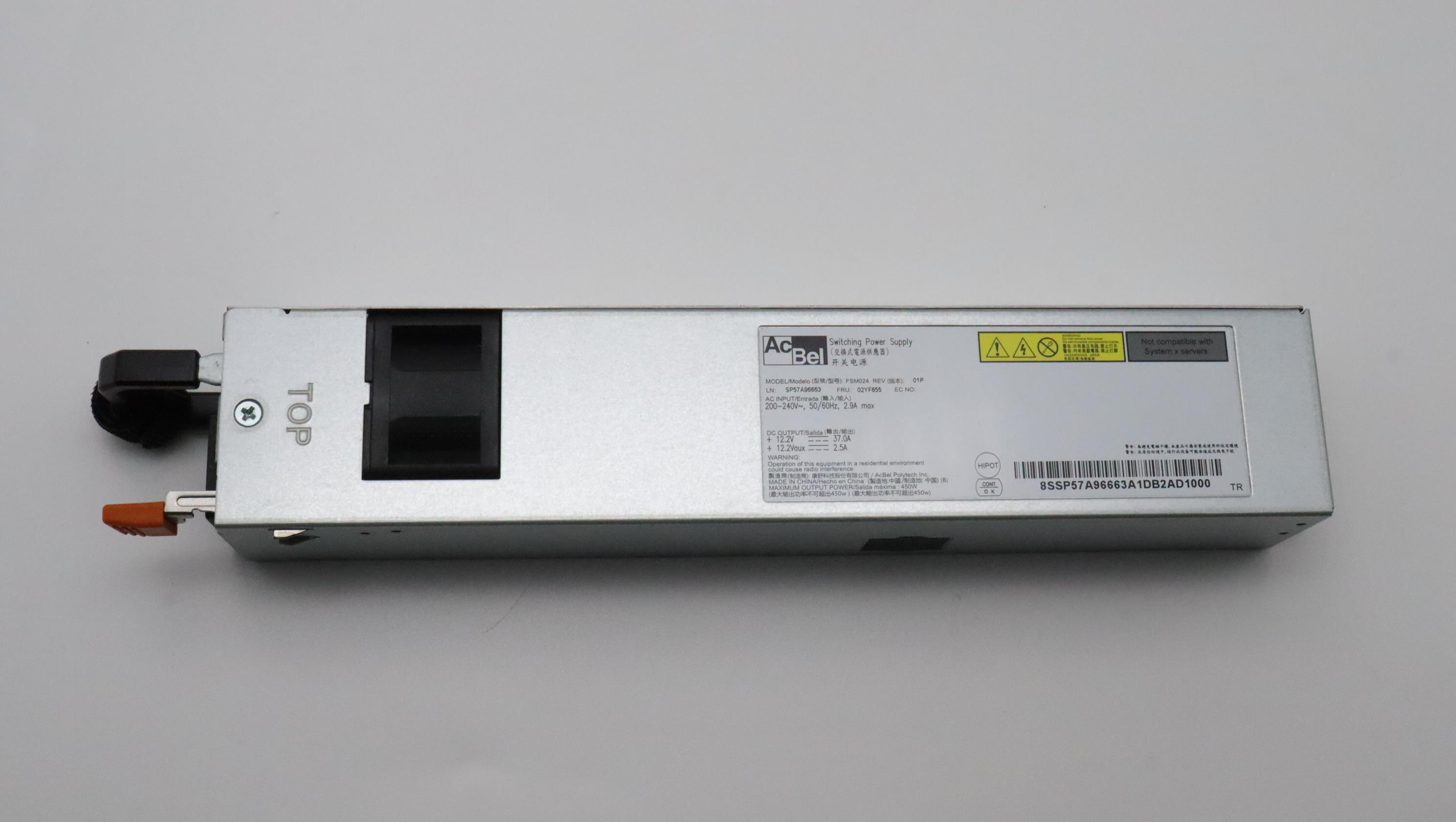 Блок питания Lenovo Power Supply Acbel 450W 230Vac AC Redundant Unit (02YF655)