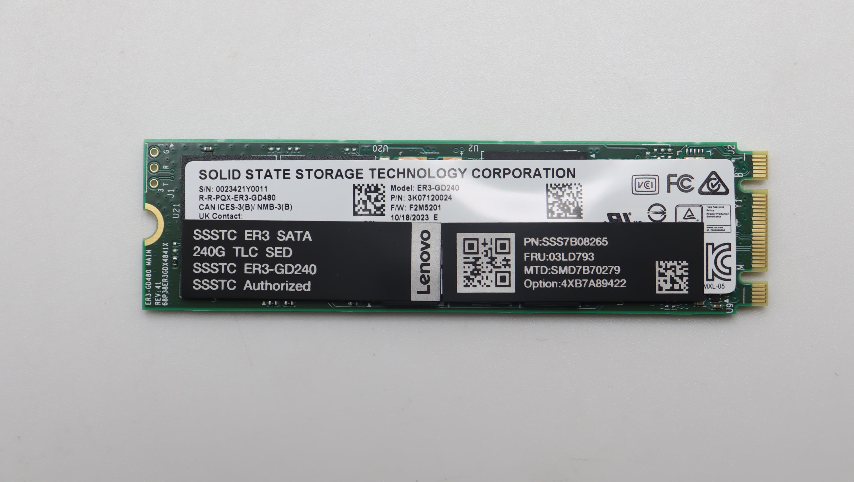 SSD накопитель Lenovo ThinkSystem M.2 ER3 240GB Read Intensive SATA 6Gb NHS SSD (03LD793)