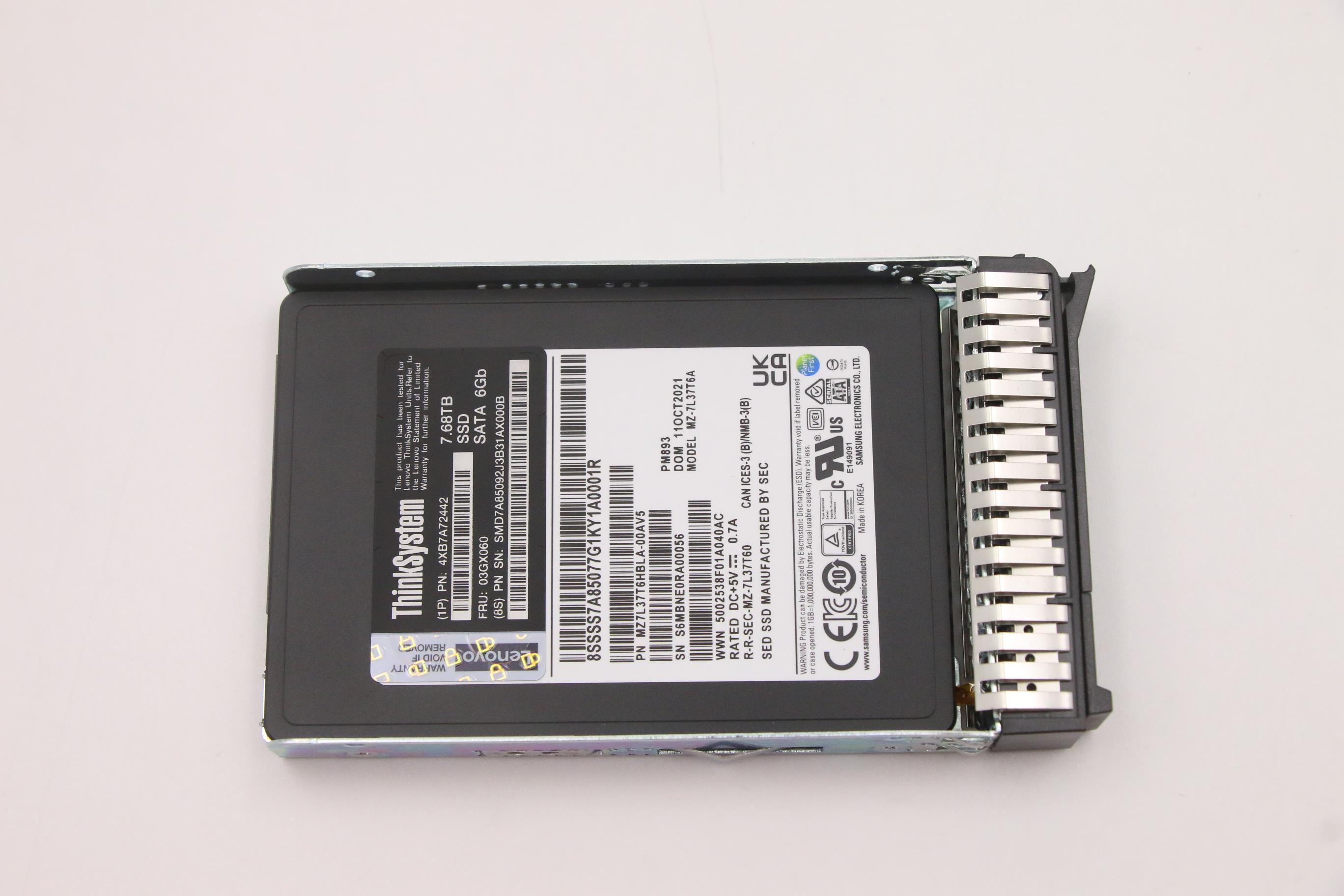 SSD накопитель Lenovo ThinkSystem 2.5" PM893 7.68TB Read Intensive SATA 6Gb HS SSD (03GX060)