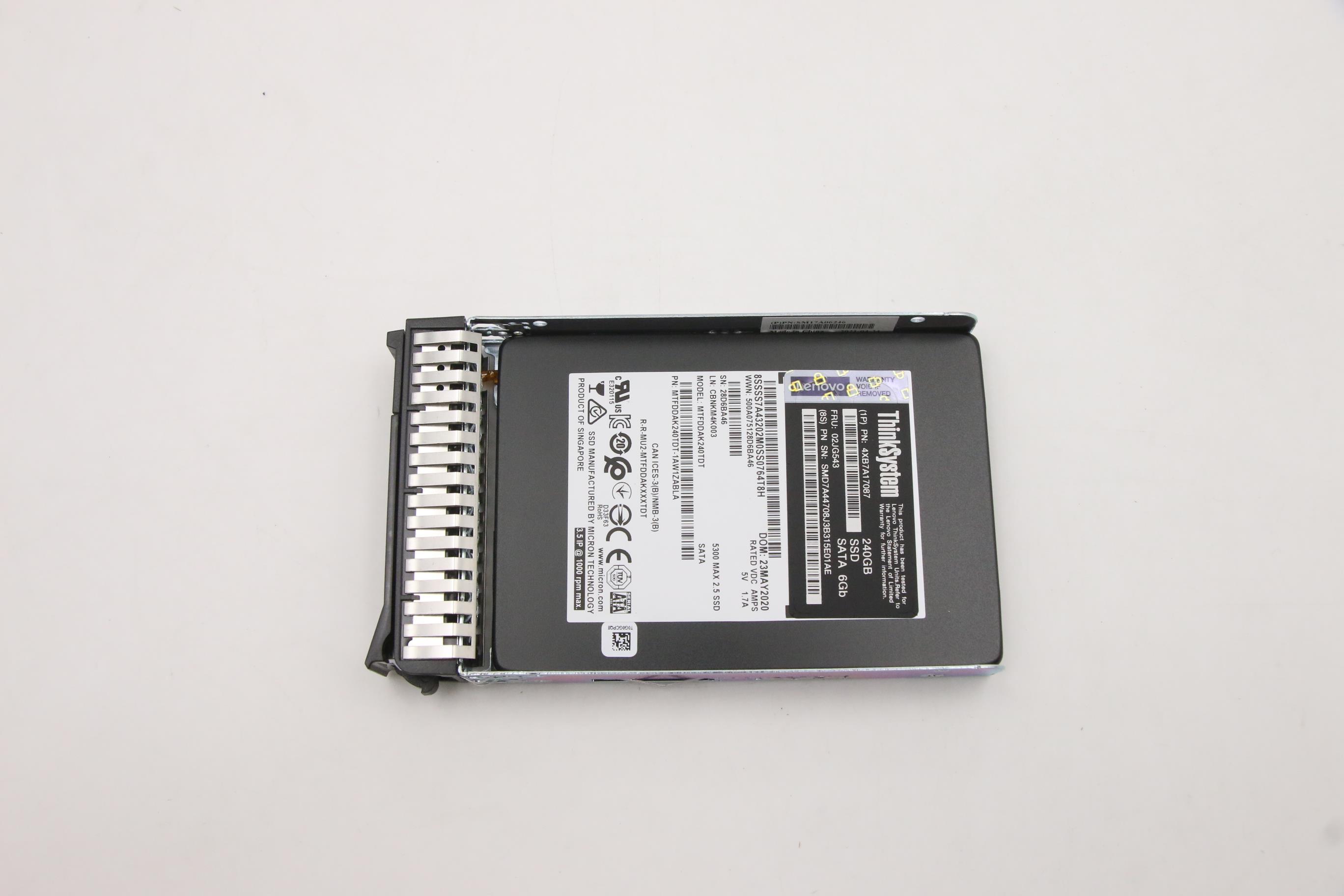 SSD накопитель Lenovo ThinkSystem 2.5" 5300 240GB Mainstream SATA 6Gb Hot Swap SSD (02JG543)
