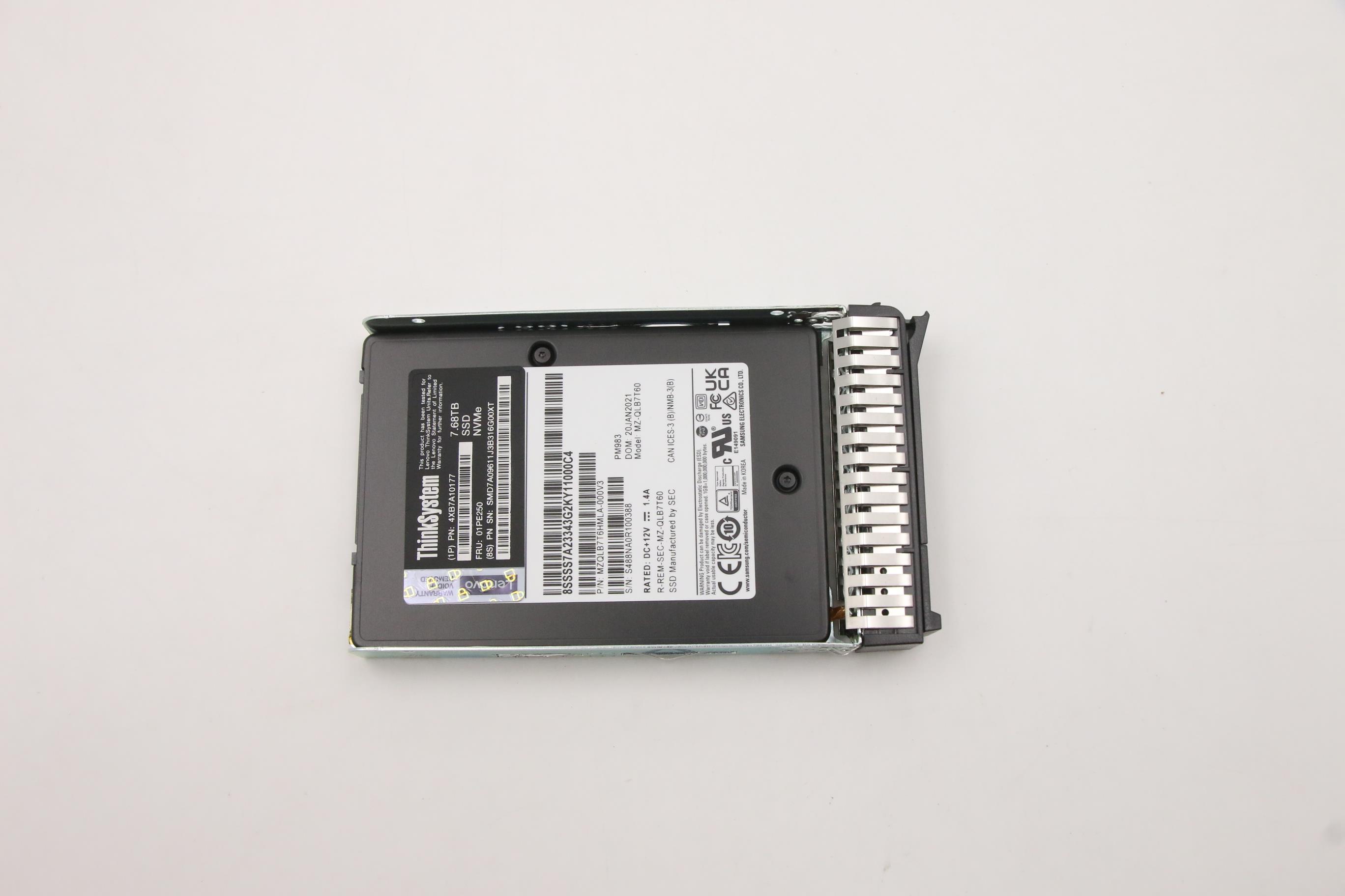 SSD накопитель Lenovo ThinkSystem U.2 PM983 7.68TB Entry NVMe PCIe 3.0 x4 Hot Swap SSD (01PE250)