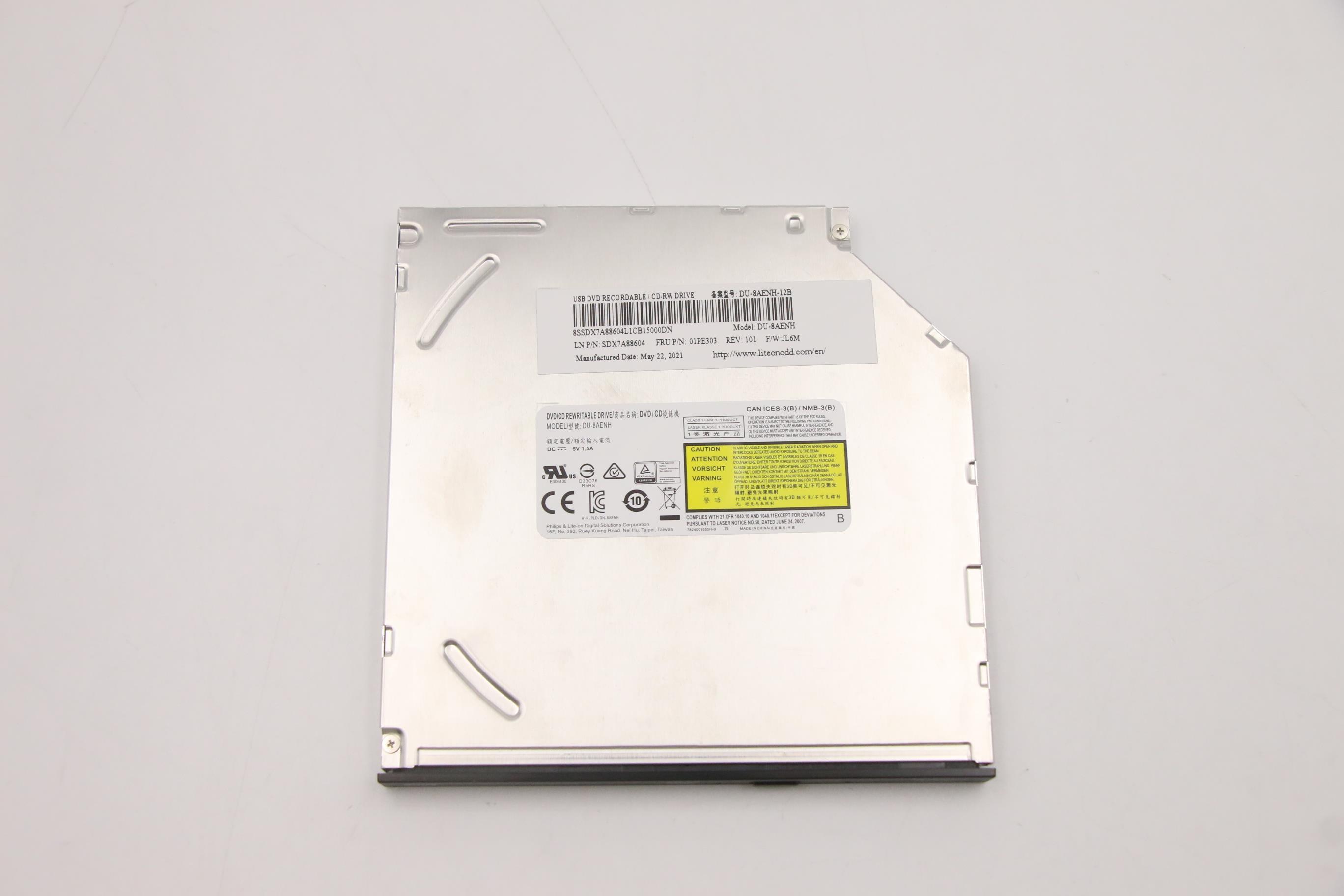 Оптический привод Lenovo Optical Drive, USB, UltraSlim Enhanced,DVD-RW, black, internal (01PE303)