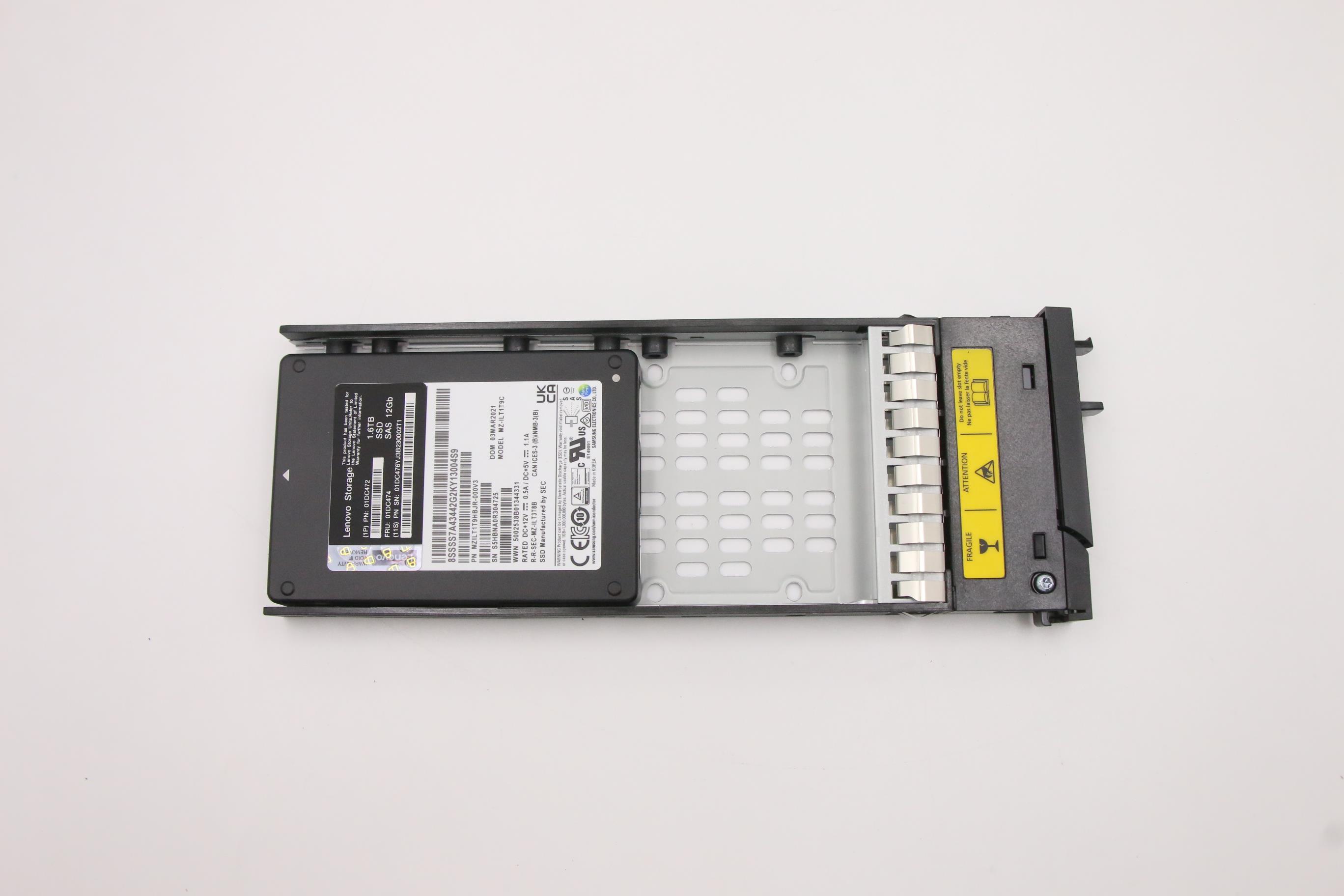 SSD накопитель Lenovo SSD Assembly, SAS, 2.5", 1.6TB 3DWPD 12.0Gb/s, Hot Swap, Internal Hard Drive, with tray (01DC474)