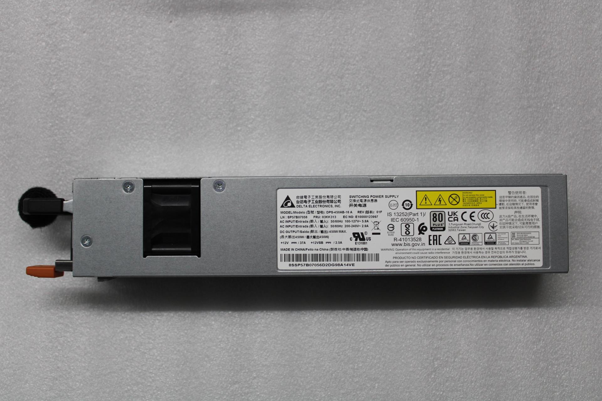 Блок питания Lenovo Power Supply Delta 450W 230Vac/115Vac AC Hot Swap (03KK313)