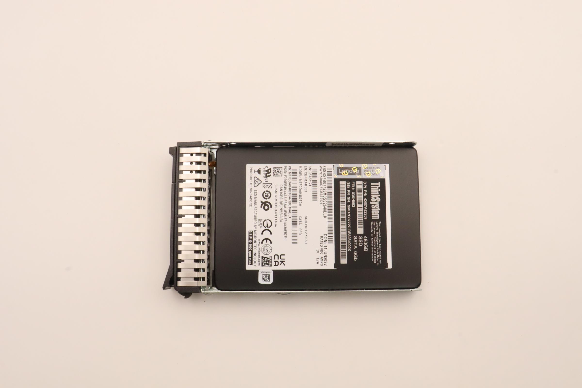 SSD накопитель Lenovo ThinkSystem 2.5" 5400 PRO 480GB Read Intensive SATA 6Gb HS SSD (03KH063)