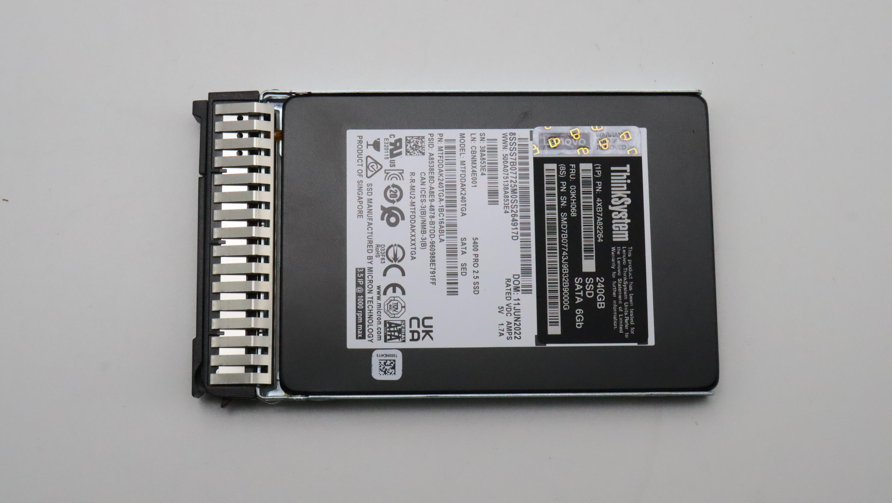 SSD накопитель Lenovo ThinkSystem 7mm 5400 PRO 240GB Read Intensive SATA 6Gb HS SSD (03KH068)