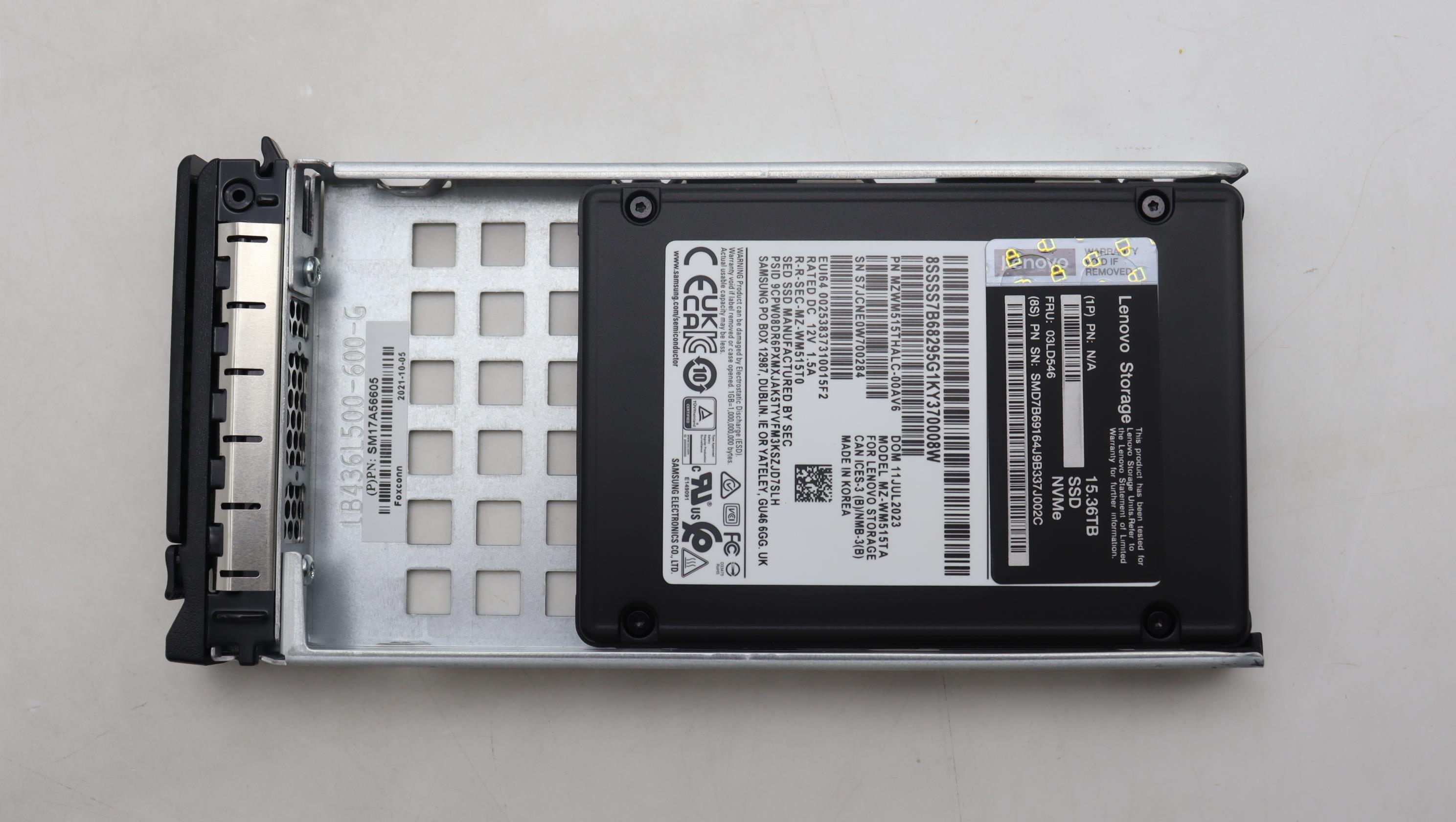 SSD накопитель Samsung SSD ASM, QLC, NVMe, 2.5" 15.36TB, Hot Swap, Self-Encrypting Drive with drive tray (03LD546)
