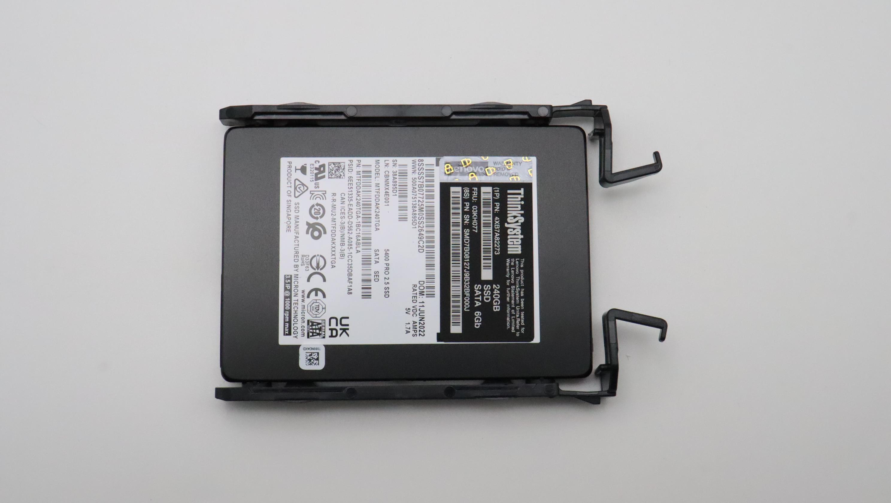 SSD накопитель Lenovo ThinkSystem ST50 V2 2.5" 5400 PRO 240GB Read Intensive SATA 6Gb NHS SSD (03KH077)