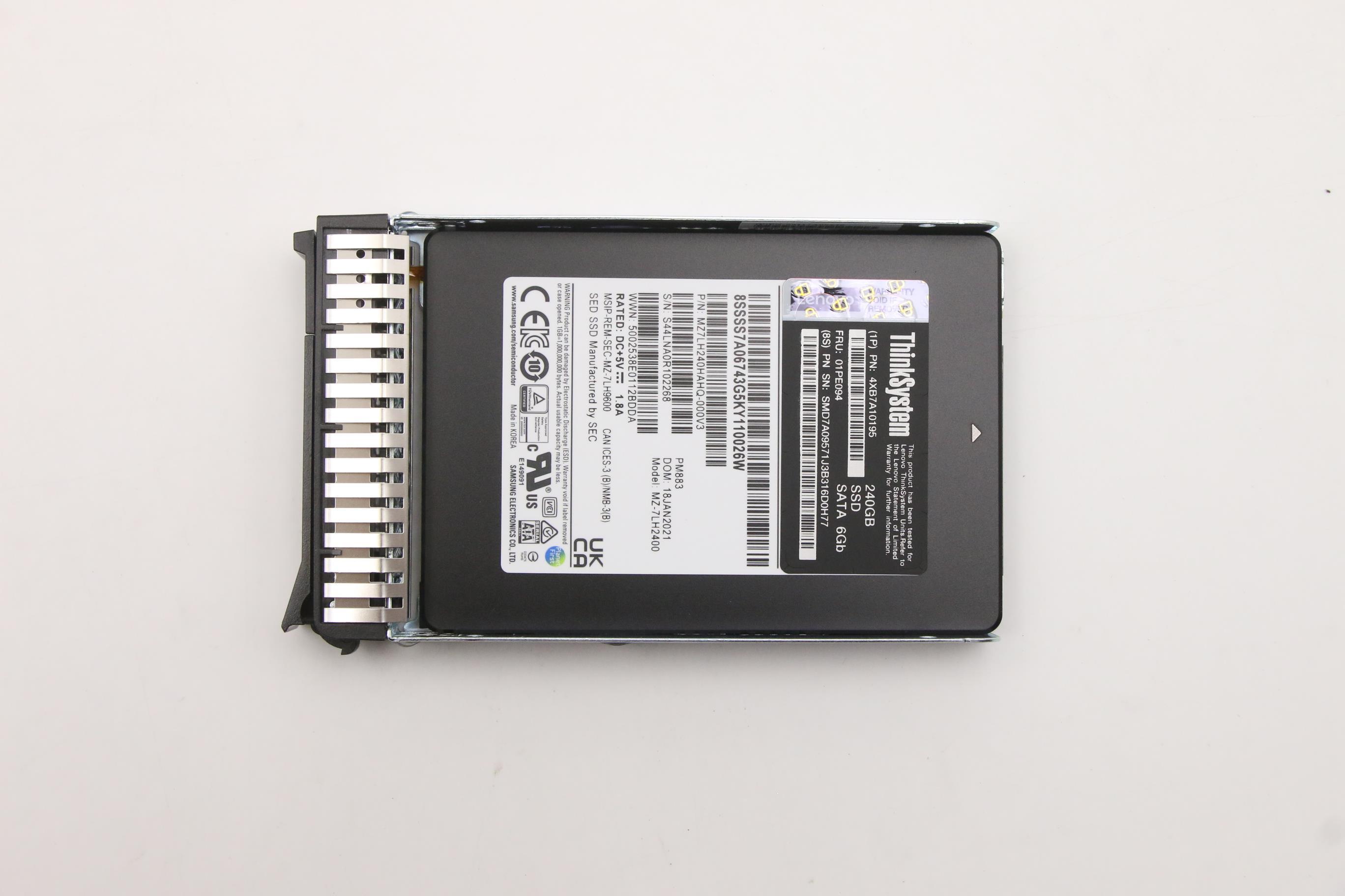 SSD накопитель Lenovo ThinkSystem 2.5" PM883 240GB SATA Enterprise Entry 2.5" G4HS SSD (01PE094)