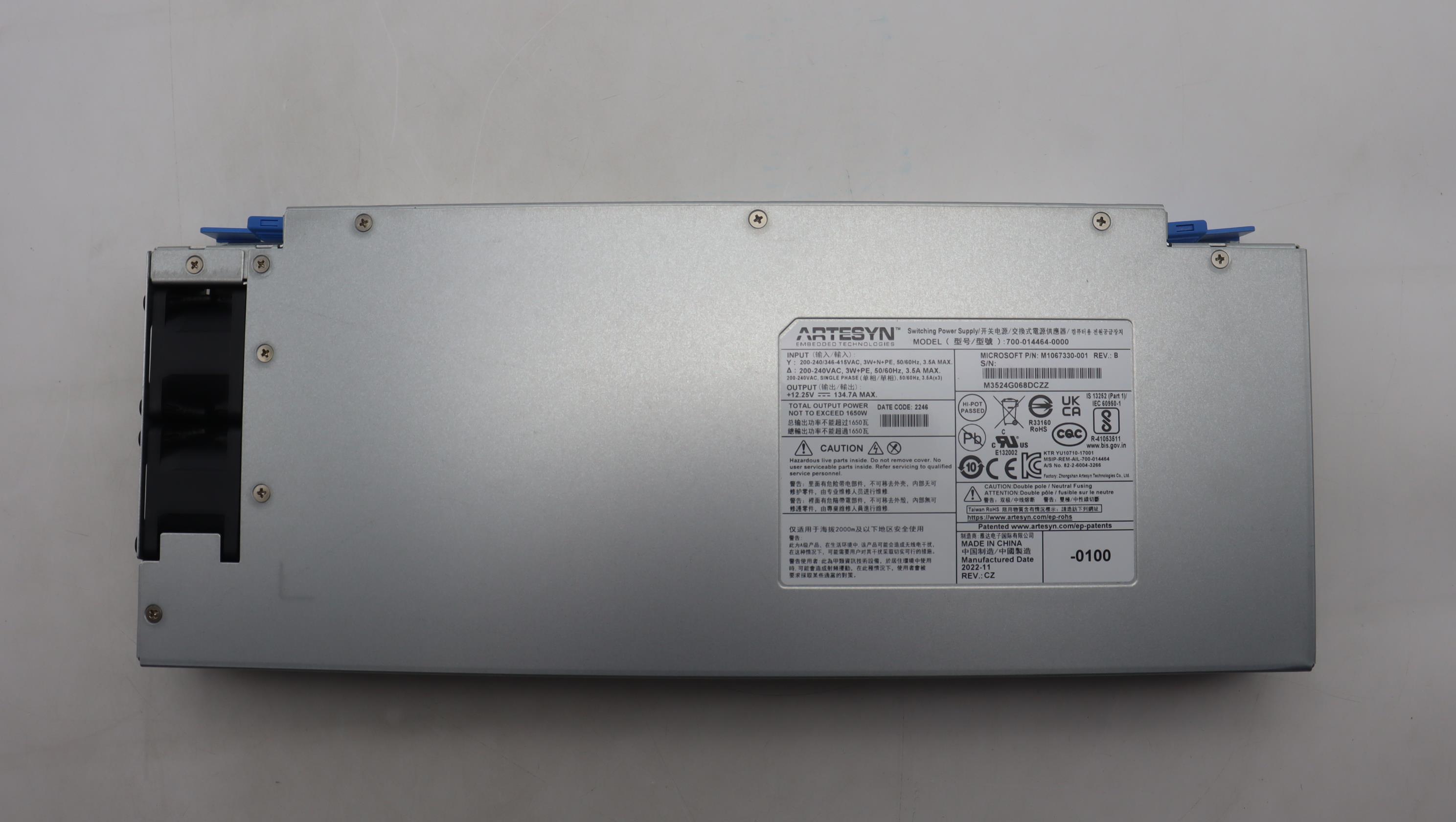 Блок питания Lenovo Artesyn PS1650 1650W Non-LES Power Supply (03GX074)