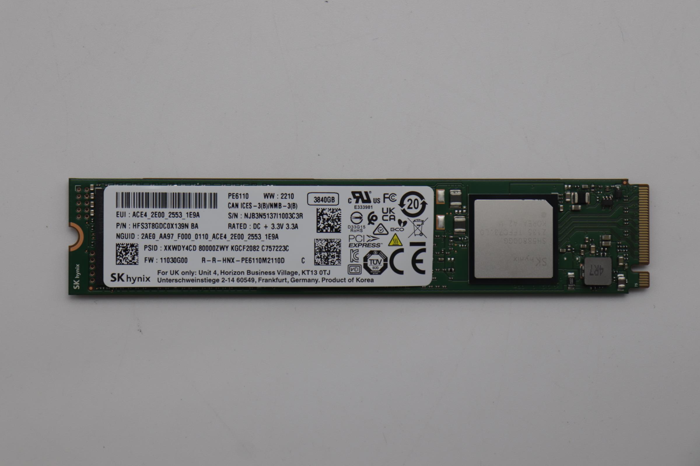 SSD накопитель Hynix PE6110 3.84T HFS3T8GDC0X139N M.2 NVME SSD M1 AVAP (03KL090)