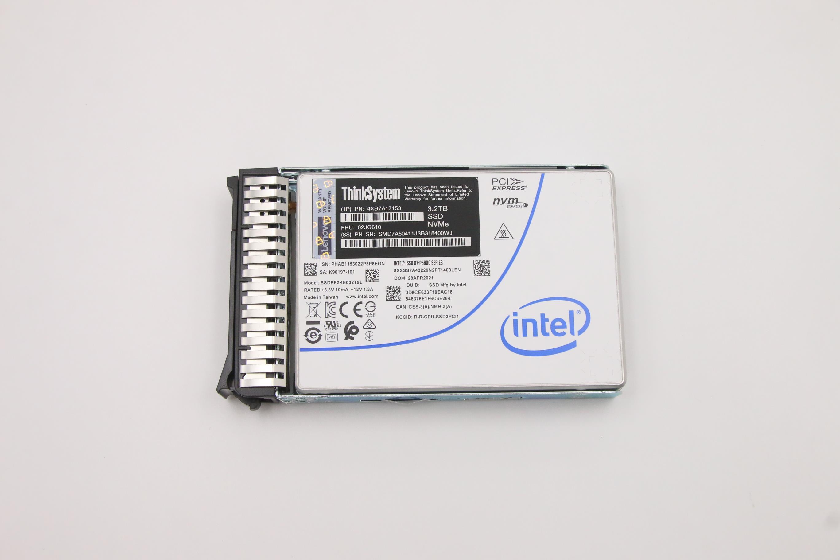 SSD накопитель Lenovo ThinkSystem 2.5" U.2 P5600 3.2TB Mixed Use NVMe PCIe 4.0 x4 HS SSD (02JG610)