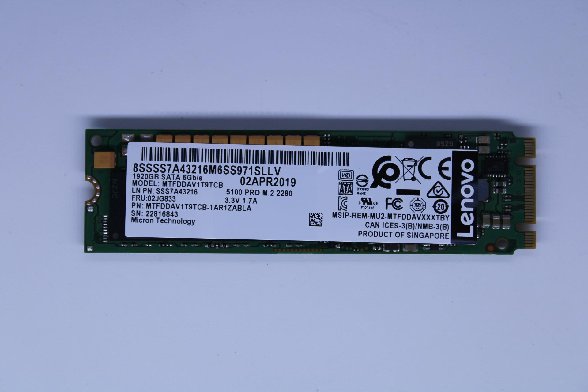 SSD накопитель Lenovo 5100 1.92TB SATA M.2 Non-SED SSD (02JG833)