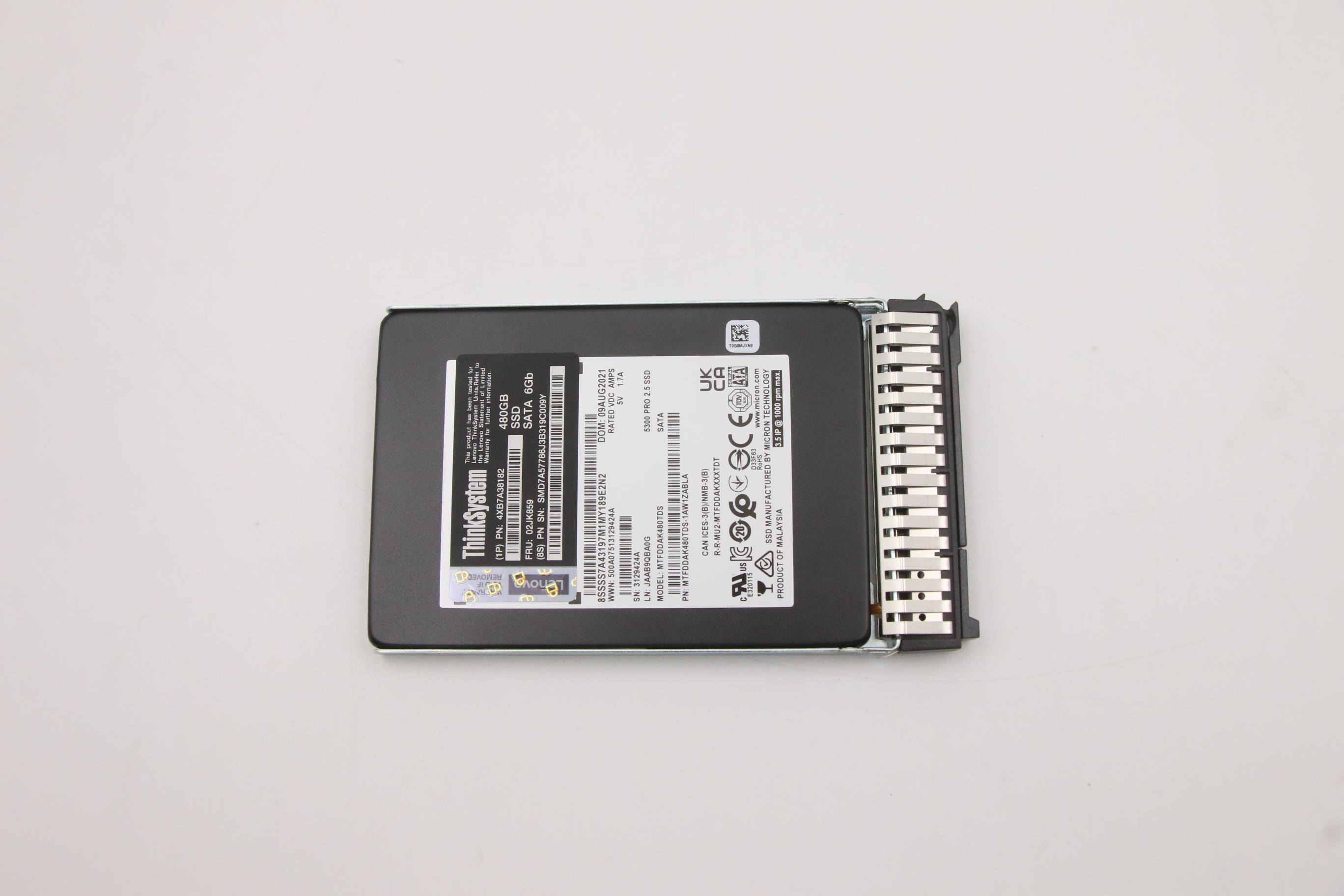 SSD накопитель Lenovo ThinkSystem 7mm 5300 480GB Entry SATA 6Gb SSD (02JK859)
