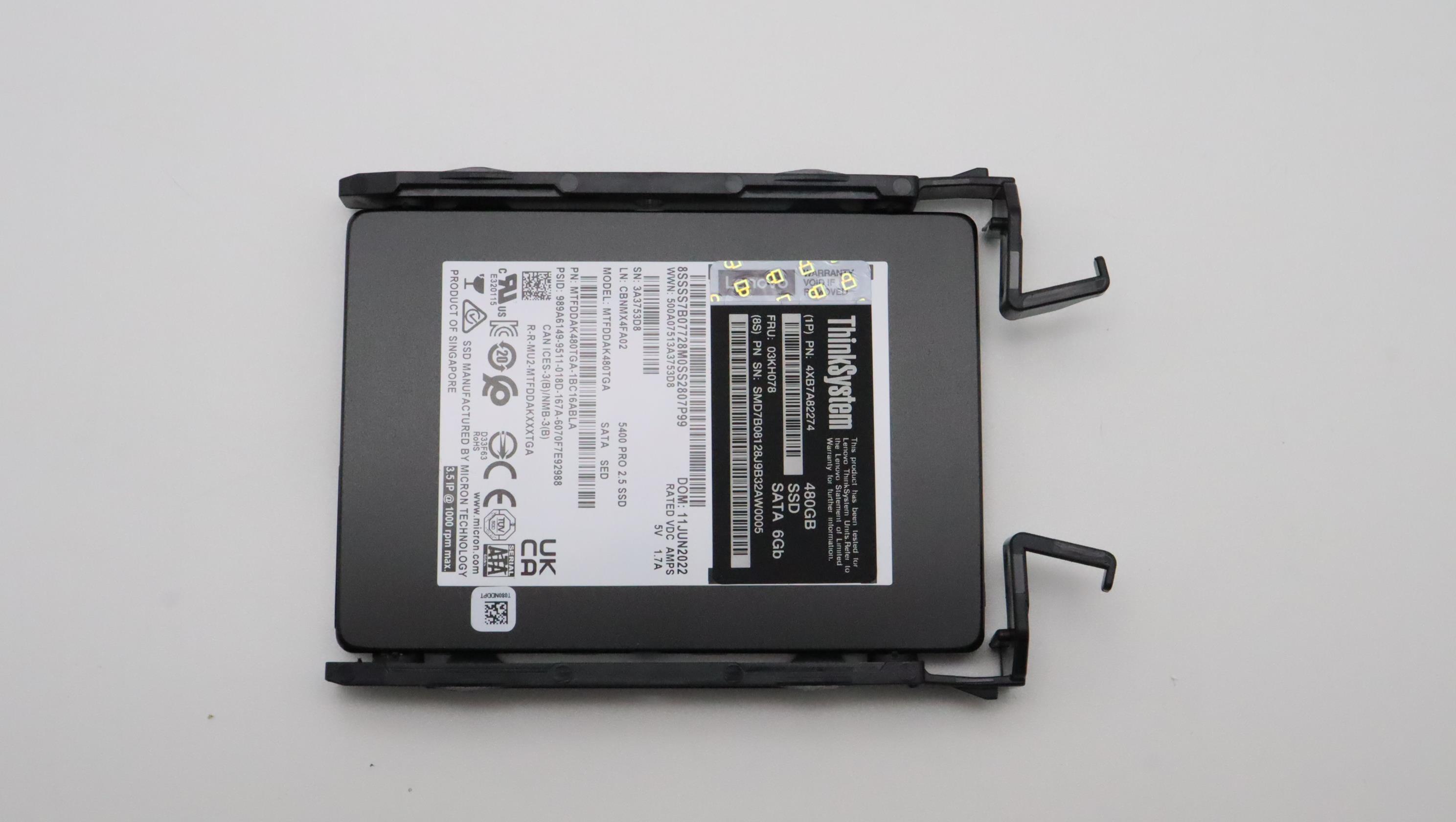 SSD накопитель Lenovo ThinkSystem ST50 V2 2.5" 5400 PRO 480GB Read Intensive SATA 6Gb NHS SSD (03KH078)