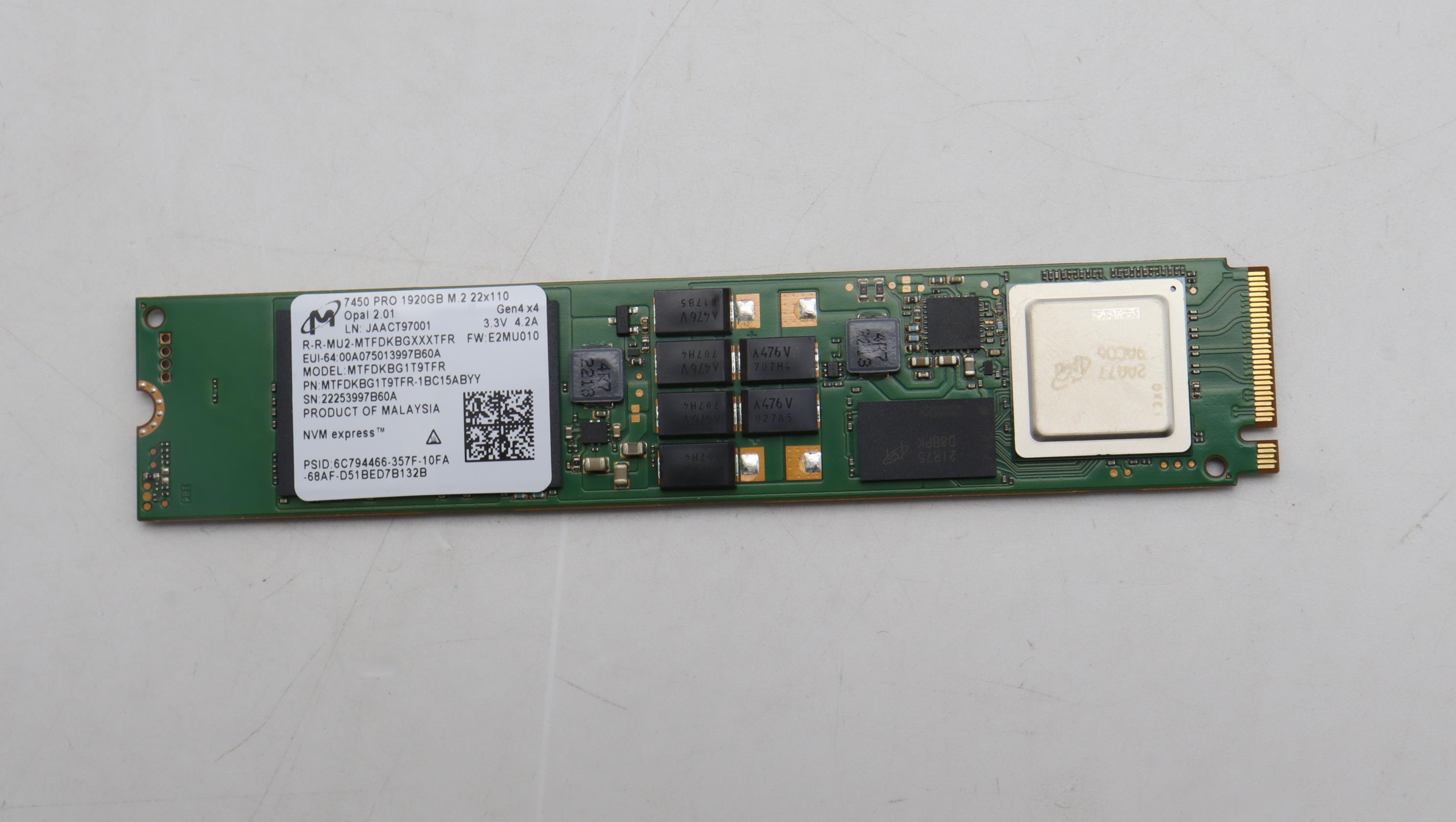 SSD накопитель Lenovo ThinkSystem M.2 7450 PRO 1.92TB Read Intensive NVMe PCIe 4.0 x4 NHS SSD SED (01PE739)