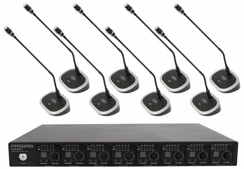 Система для аудиоконференций Pasgao PAW8000/ PDE40W, Wi-Fi, черный