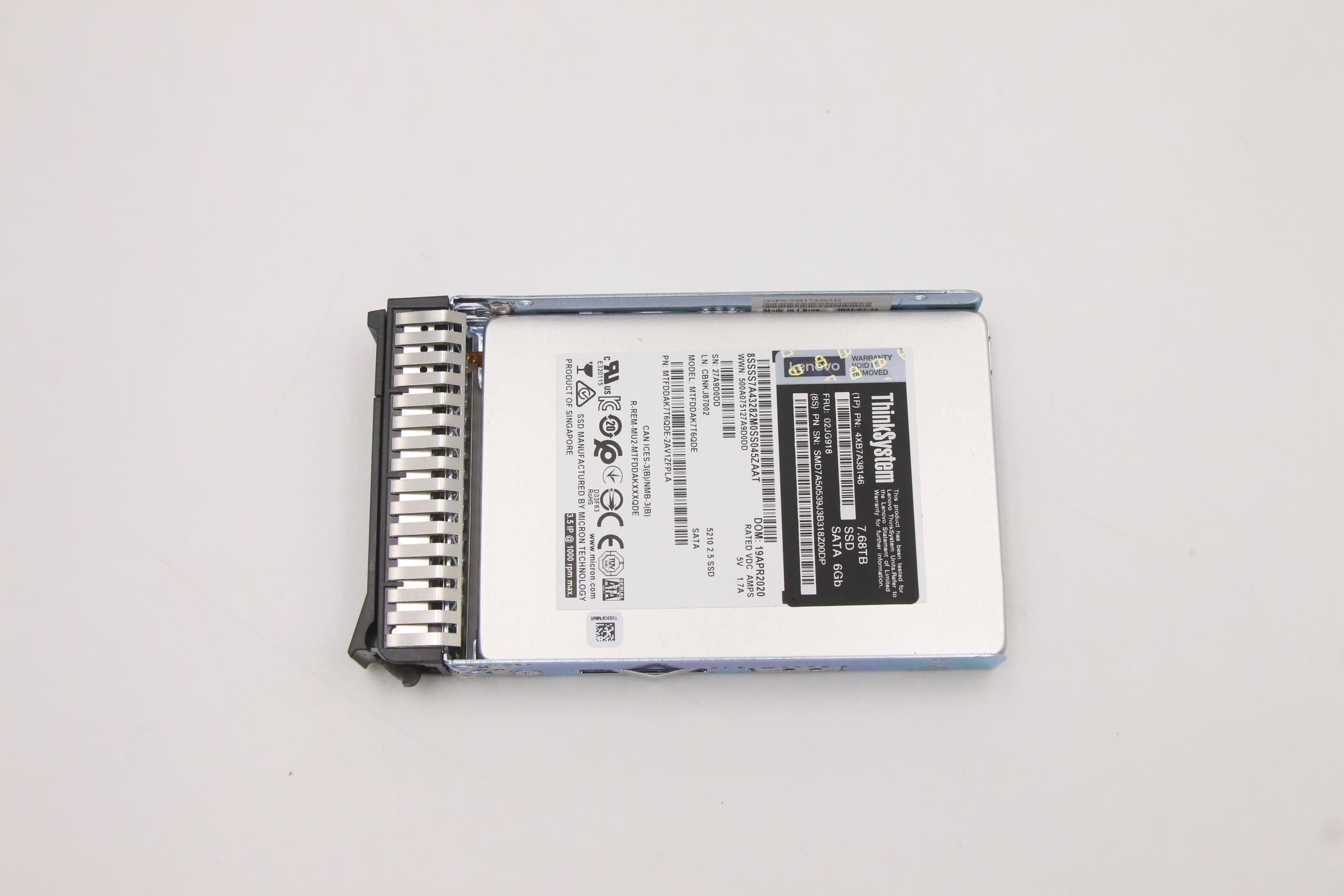 SSD накопитель Lenovo ThinkSystem 2.5" 5210(ION) 7.68TB Entry SATA 6Gb Hot Swap SSD (02JG918)