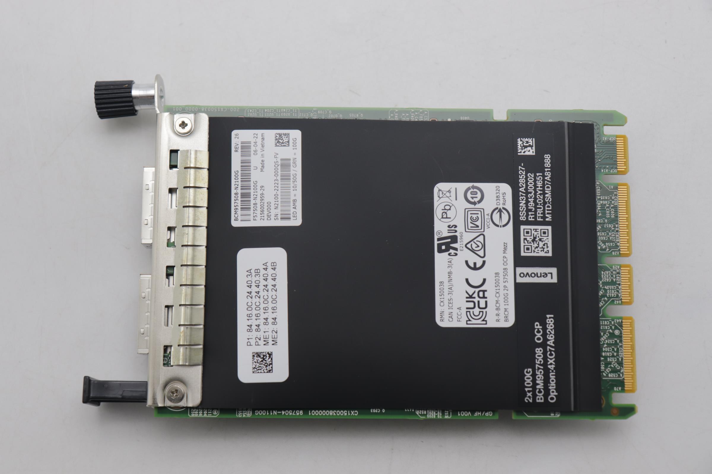Сетевая карта Broadcom 2X100G BCM957508-N2100G QSFP28 OCP3.0 NIC -CSP (02YH651)