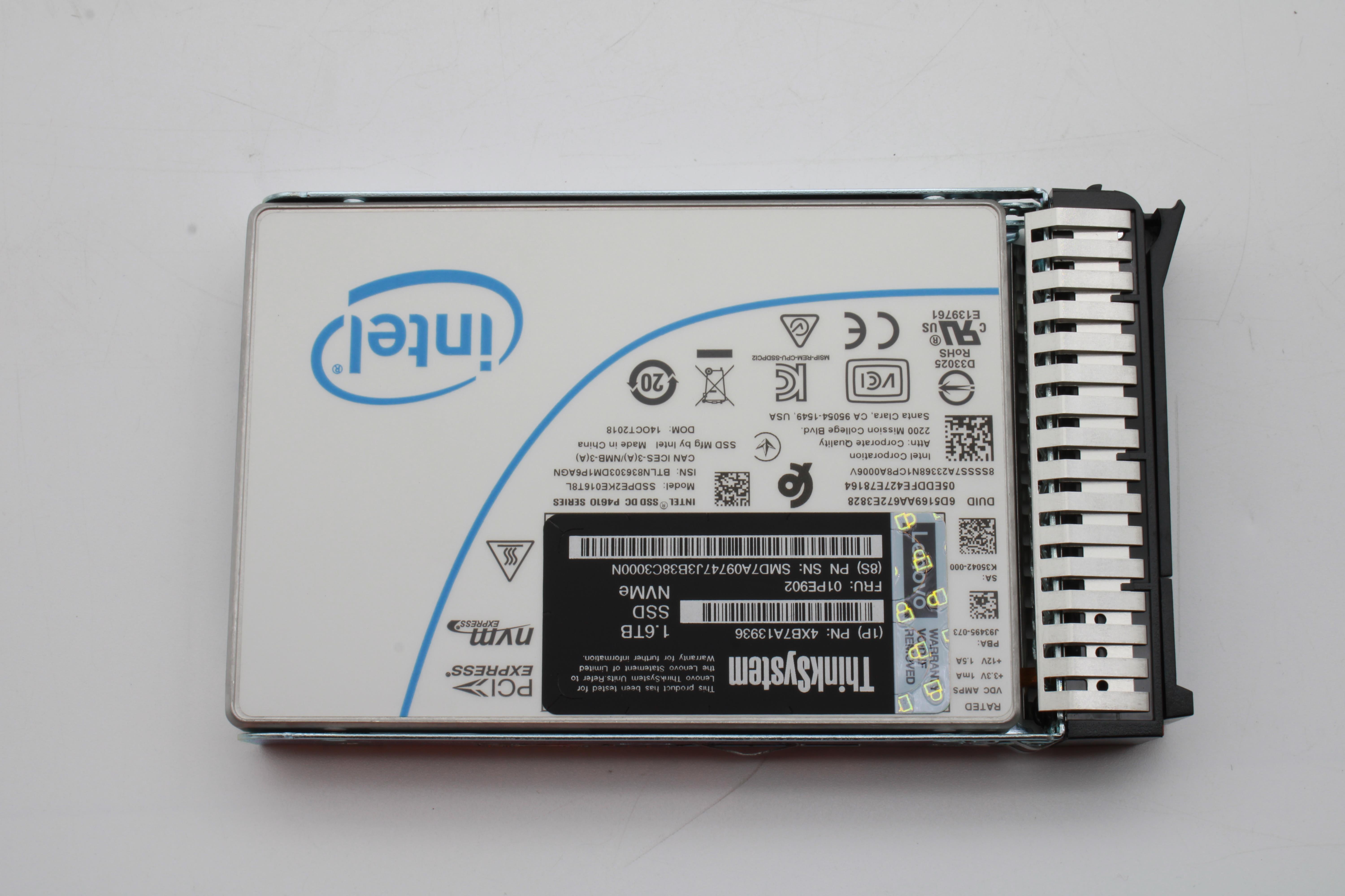 SSD накопитель ThinkSystem U.2 Intel P4610 1.6TB Mainstream NVMe PCIe3.0 Hot Swap SSD (01PE902)