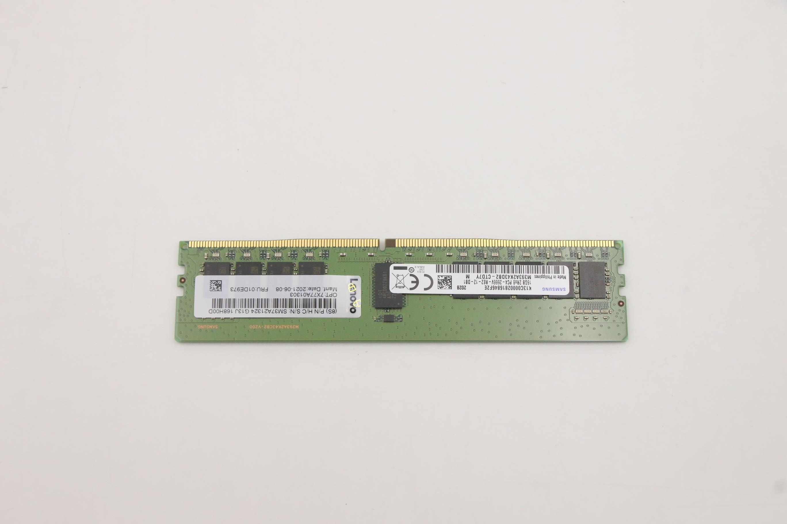 Оперативная память Lenovo ThinkSystem 16GB TruDDR4 2666 MHz (2Rx8 1.2V) RDIMM (01DE973)