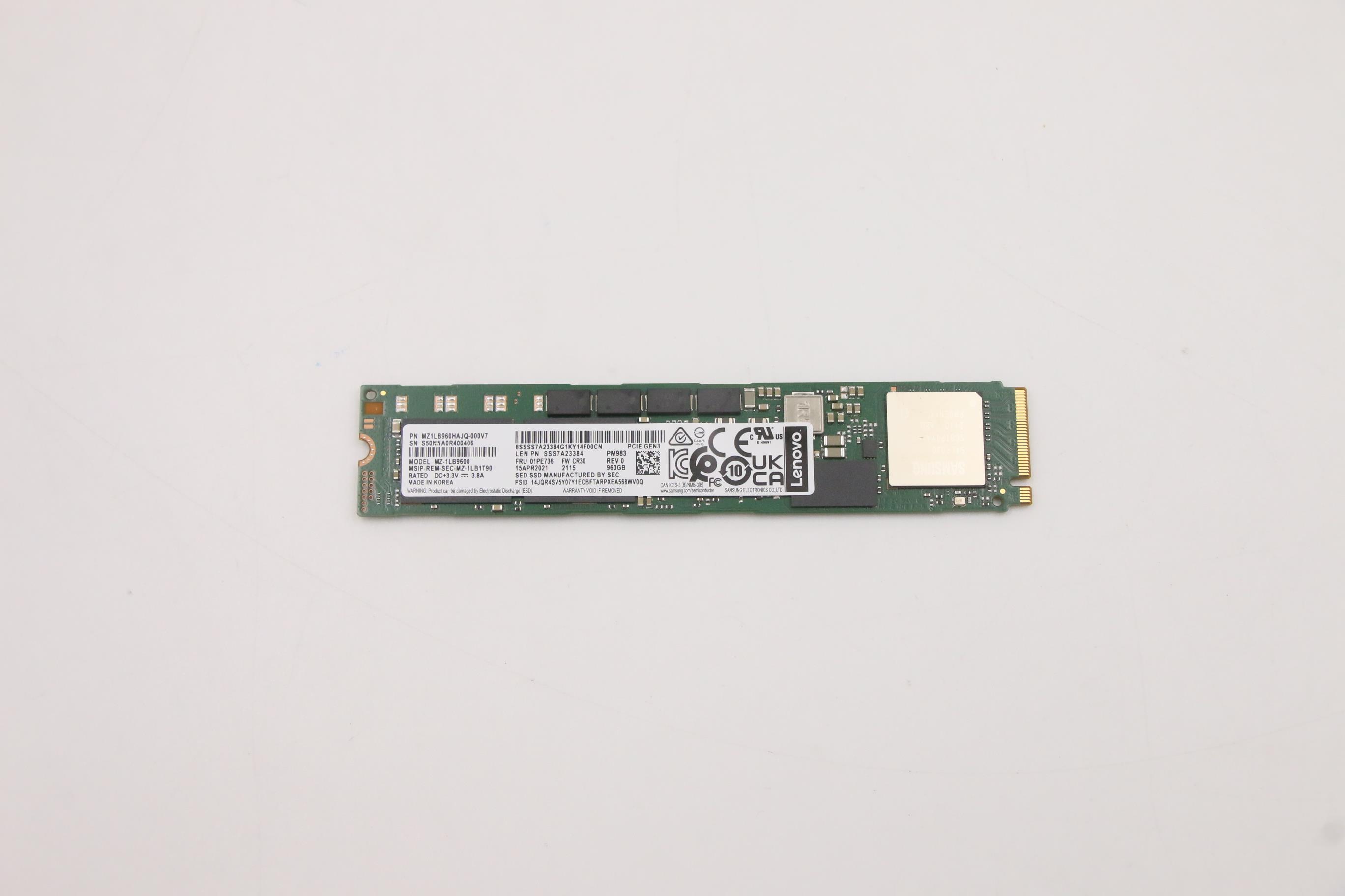 SSD накопитель Lenovo ThinkSystem M.2 PM983 960GB NVMe PCIe 3.0 x4 Non-Hot Swap SSD (01PE736)