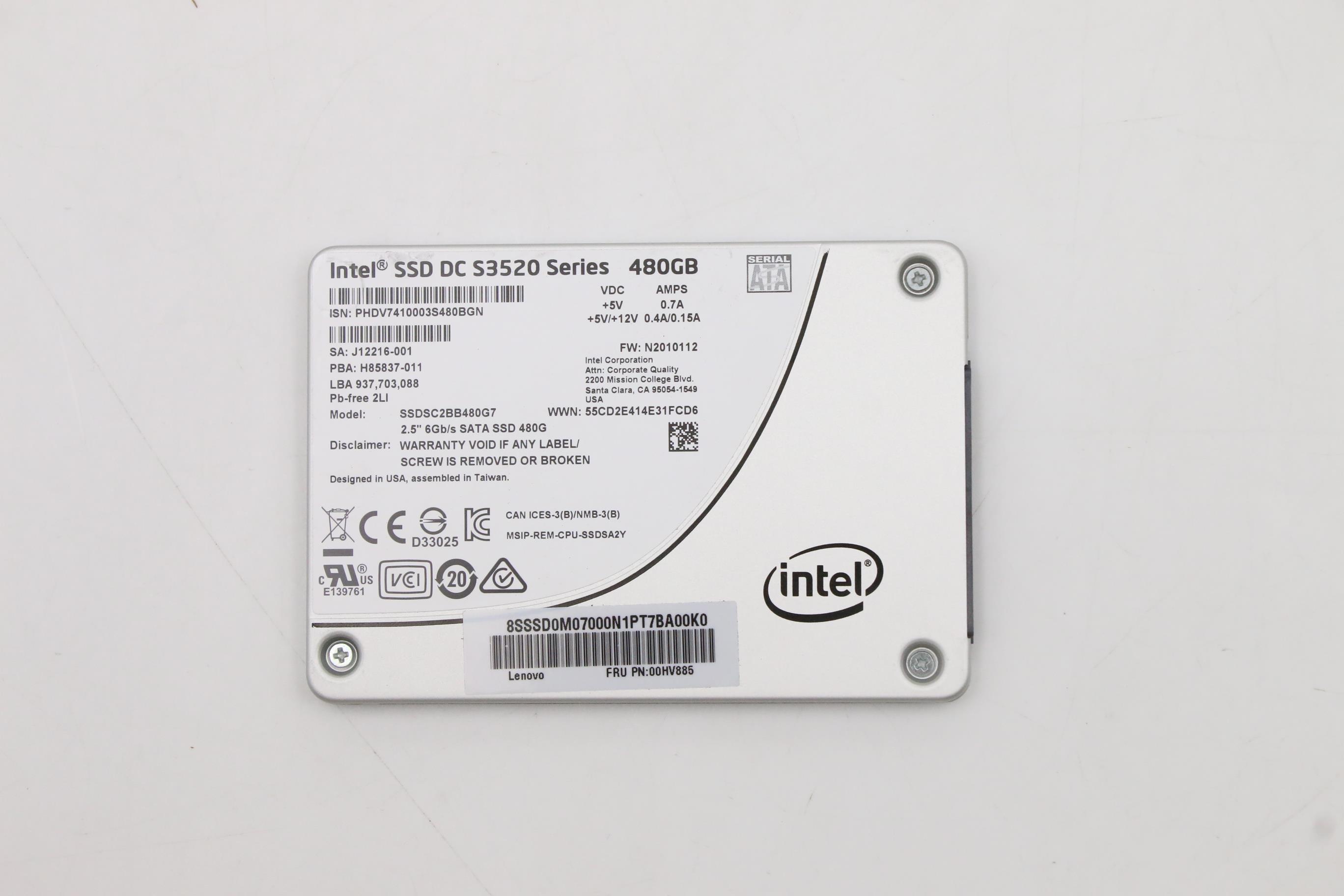 SSD накопитель intel S3520 480G (00HV885)