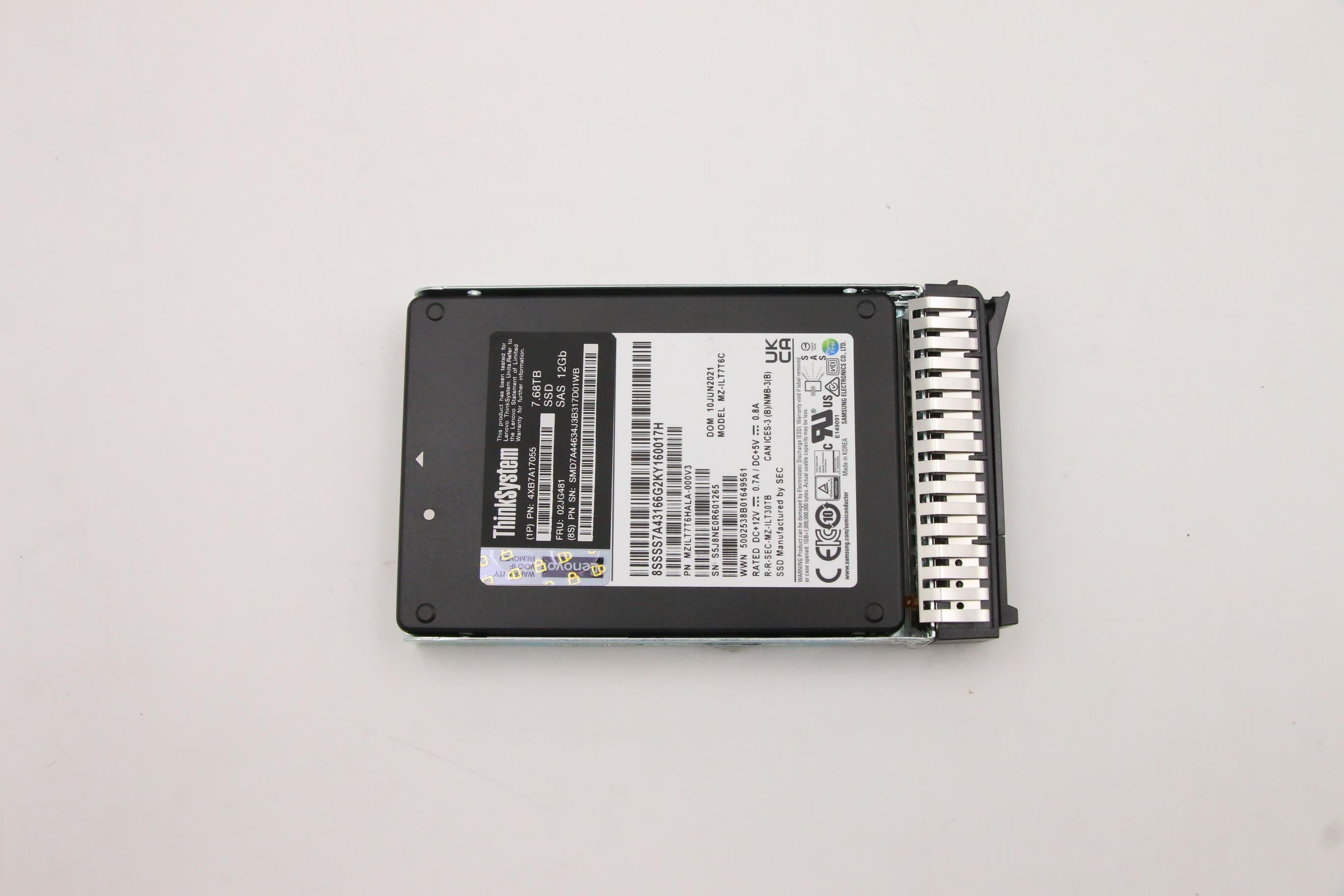 SSD накопитель Lenovo ThinkSystem 2.5" PM1643a 7.68TB Capacity SAS 12Gb Hot Swap SSD (02JG481)