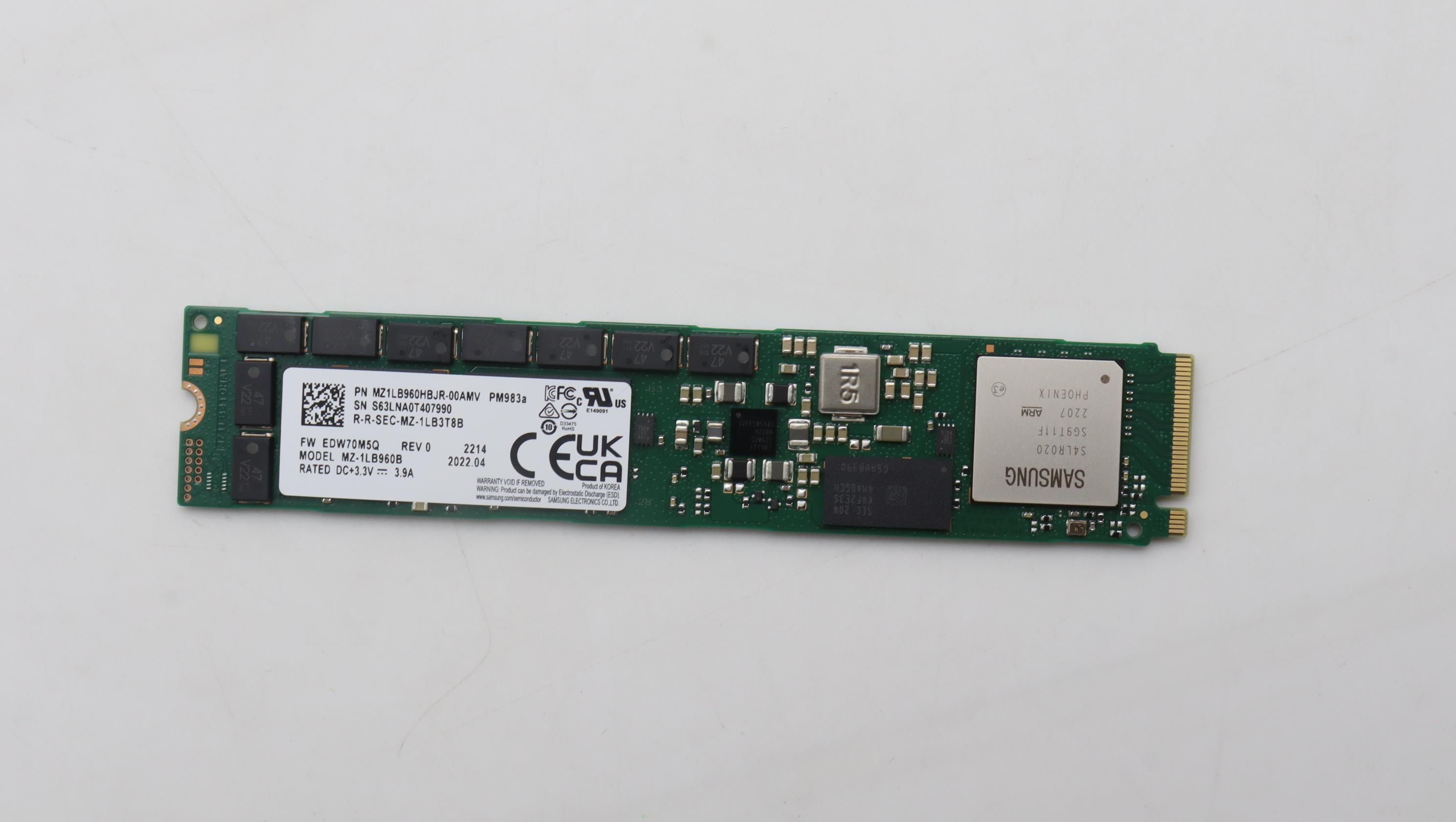 SSD накопитель Samsung PM983A 960G MZ1LB960HBJR-00AMV M.2 NVMe SSD w/o Tray -CSP M1 AVAP (02YH833)