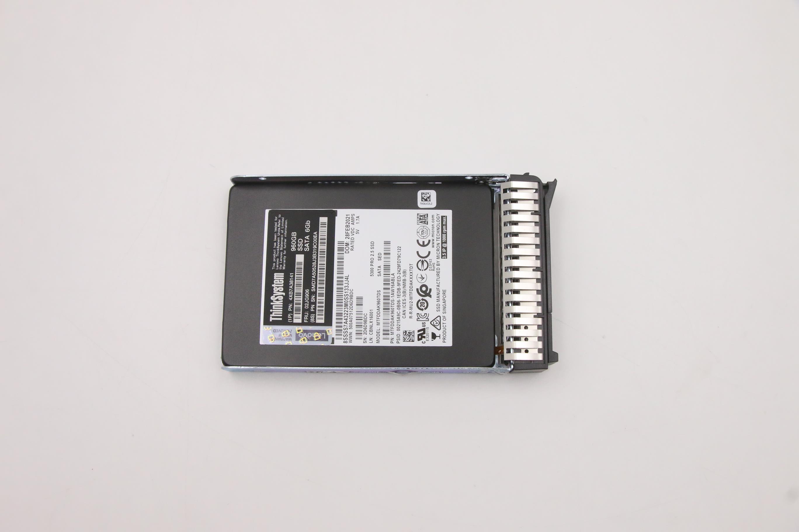 SSD накопитель Lenovo ThinkSystem 2.5" 5300 960GB PRO Entry SATA 6Gb Hot Swap SSD SED (02JG906)