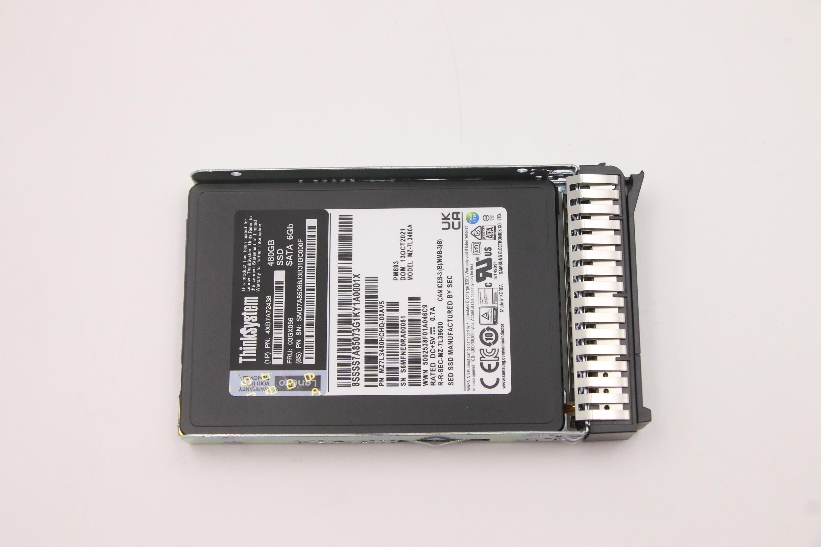 SSD накопитель Lenovo ThinkSystem 2.5" PM893 480GB Read Intensive SATA 6Gb HS SSD (03GX056)