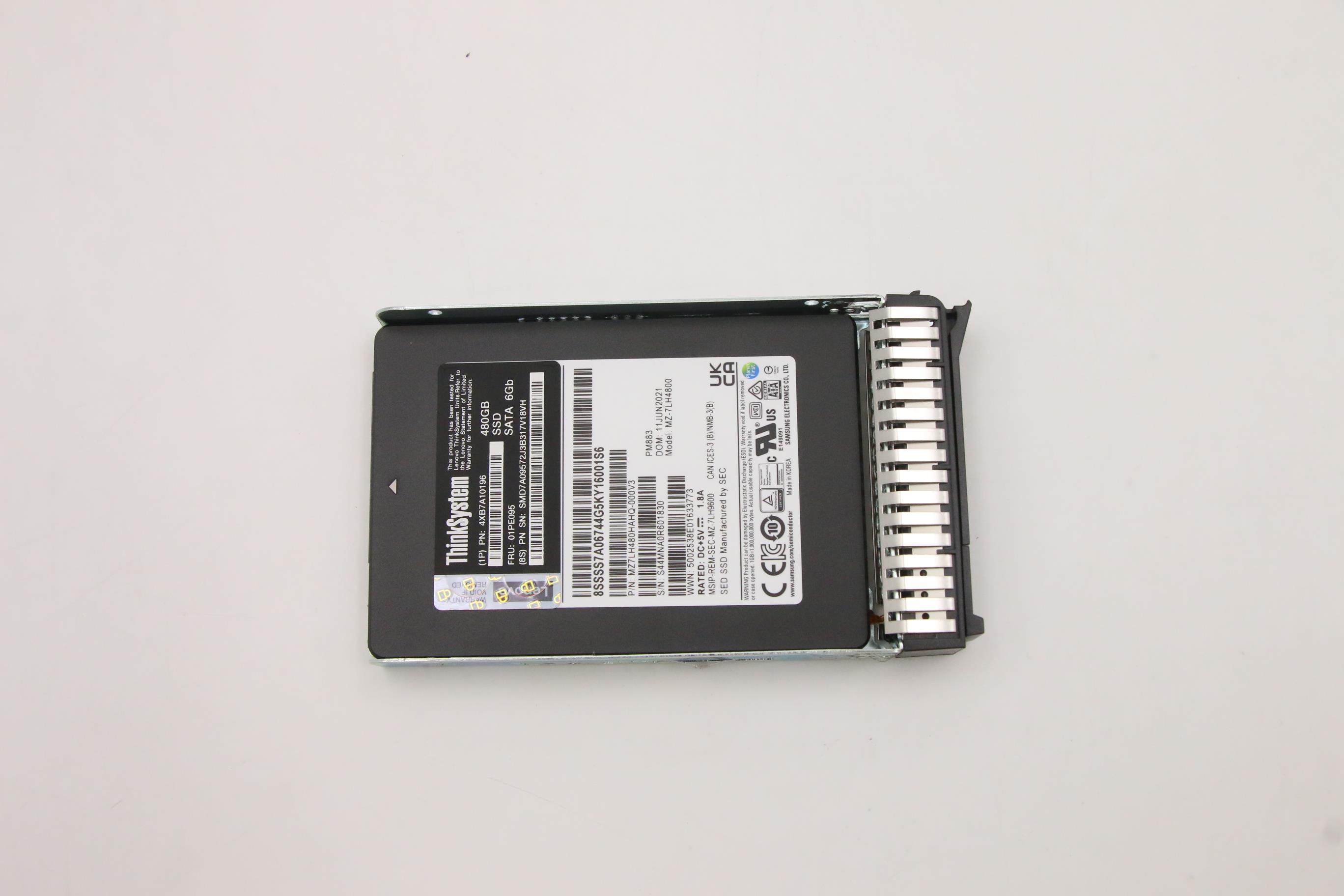 SSD накопитель Lenovo ThinkSystem 2.5" PM883 480GB SATA Enterprise Entry 2.5" G4HS SSD (01PE095)