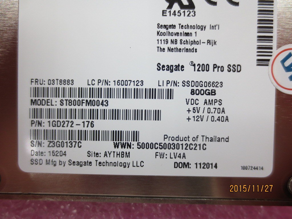 SSD накопитель Lenovo FRU 800G SSD (03T8883)