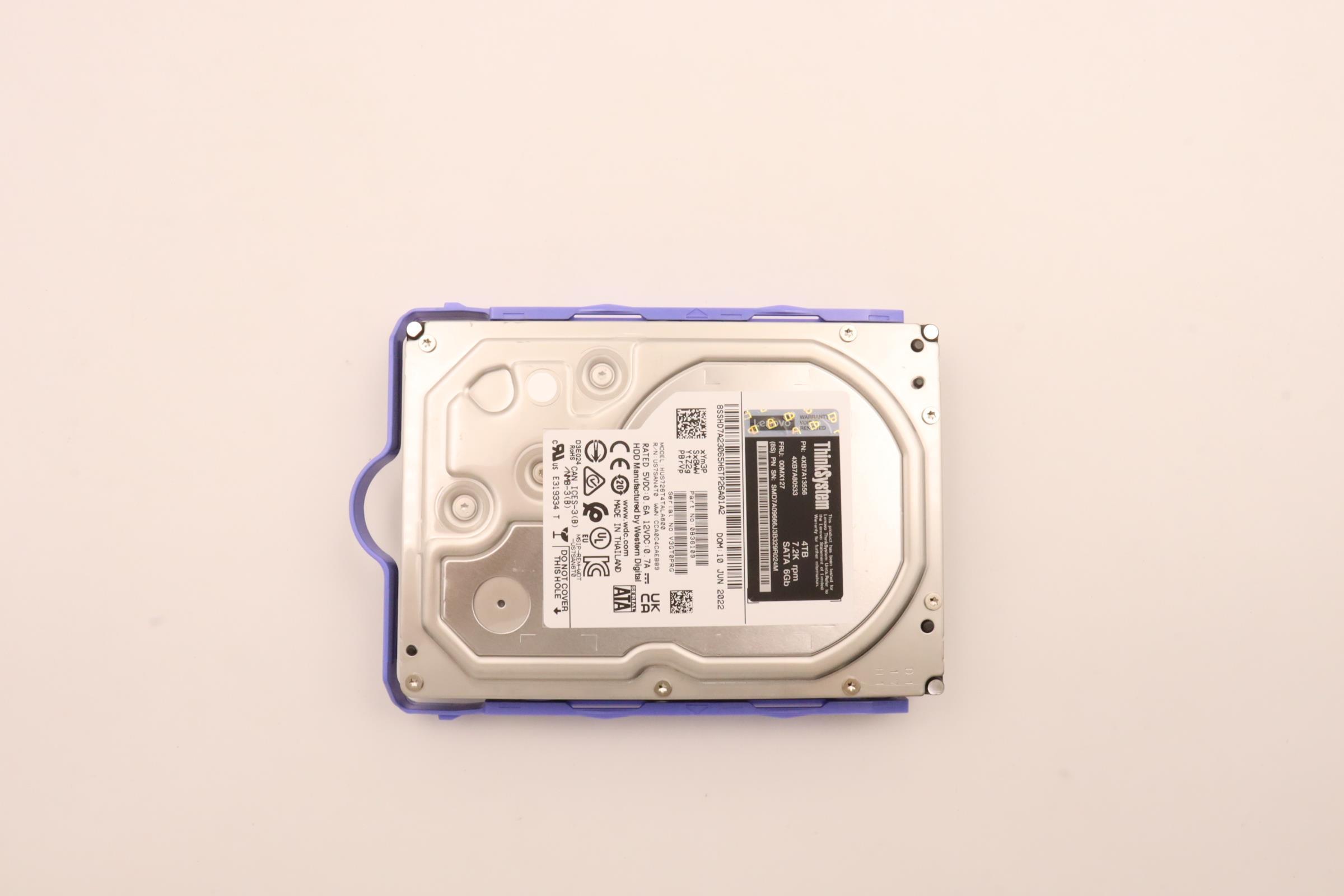 Жесткий диск Lenovo ThinkSystem 3.5" 4TB 7.2K SATA 6Gb Non-Hot Swap 512n HDD (00MX127)