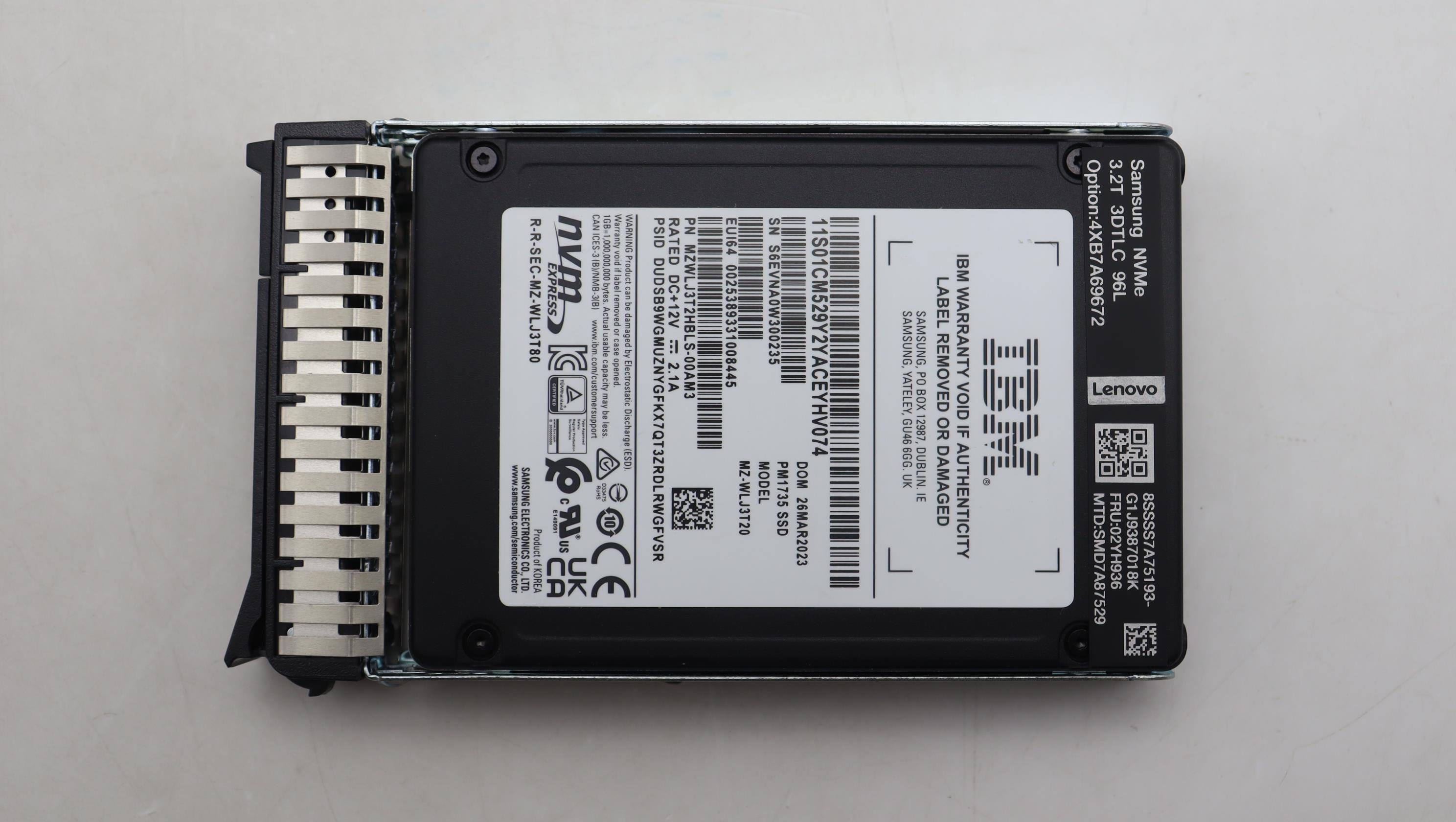 SSD накопитель Samsung PM1735 3.2T MZWLJ3T2HBLS-00AM3 2.5 NVMe SSD with Gen4 HS Tray -CSP I4 (02YH936)